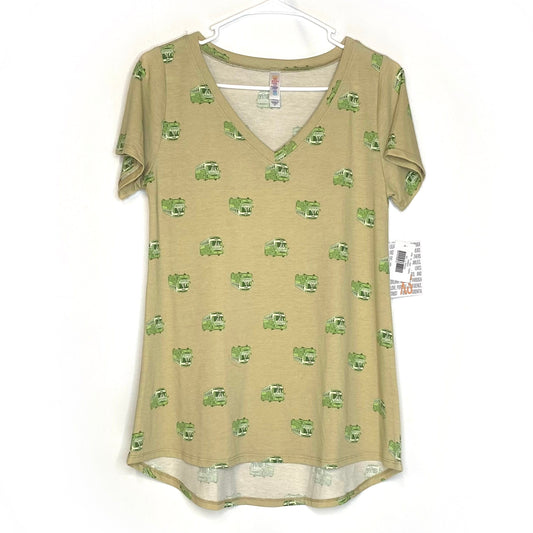 LuLaRoe Womens XS Green Christy T ‘City Buses’ S/s Top NWT