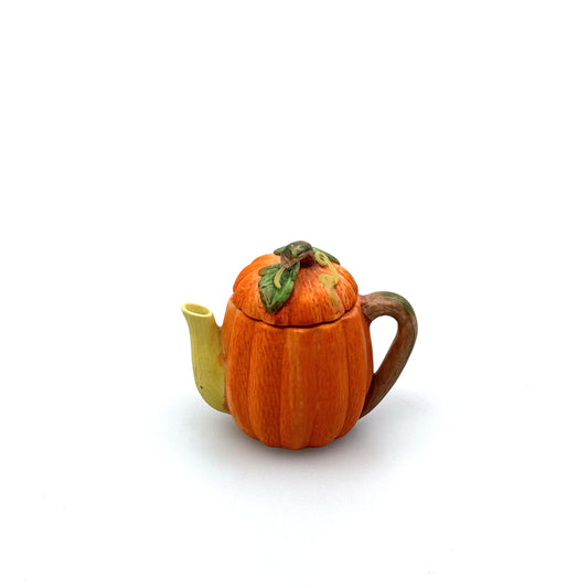 Handpainted | Miniature Pumpkin Teapot | Color: Orange | Pre-Owned/Vintage