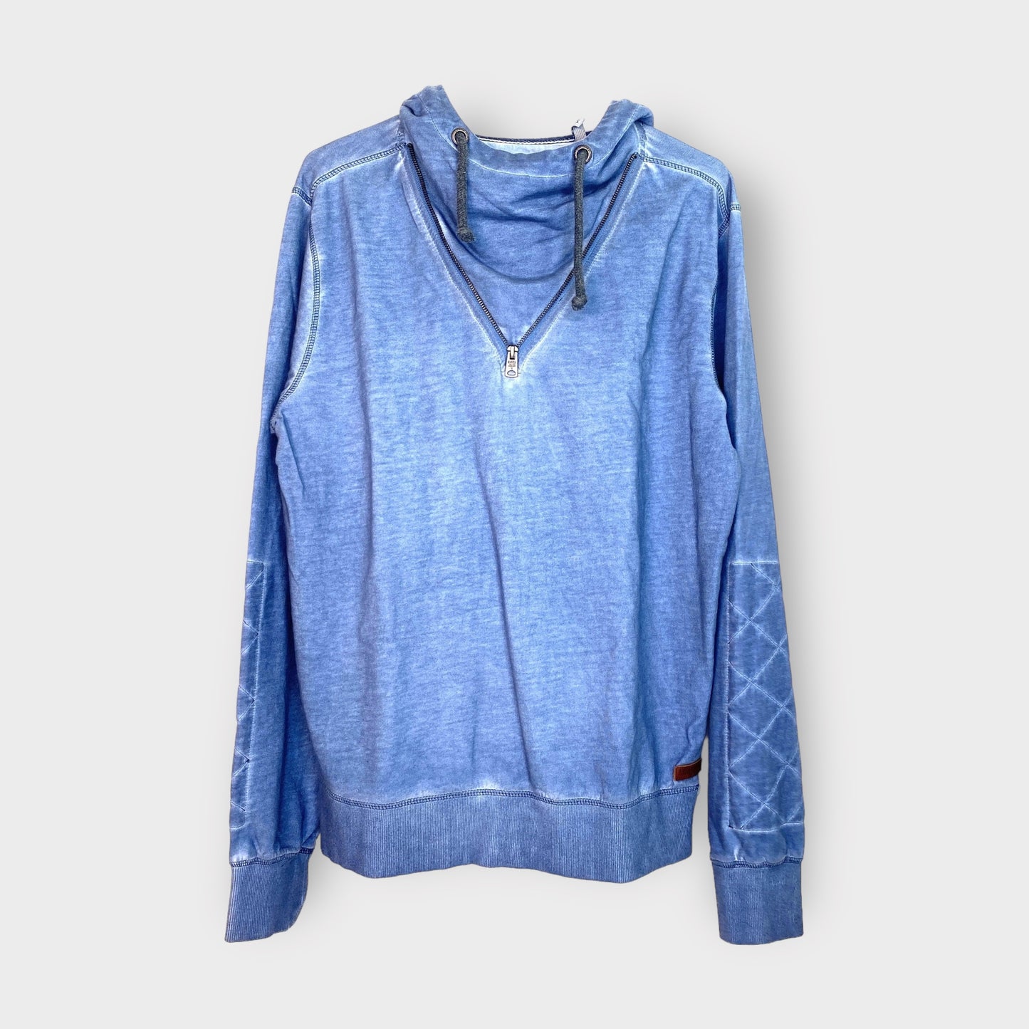 Garcia Jeans Men's Acid Washed Hoodie Sweatshirt - 100% Cotton, Slim Fit - Perfect for Casual Wear - Available in Blue, XL