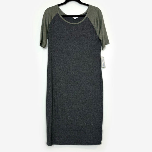 LuLaRoe Julia Bodycon Dress | XL (16-18) | Gray/Green | Colorblock | NWT