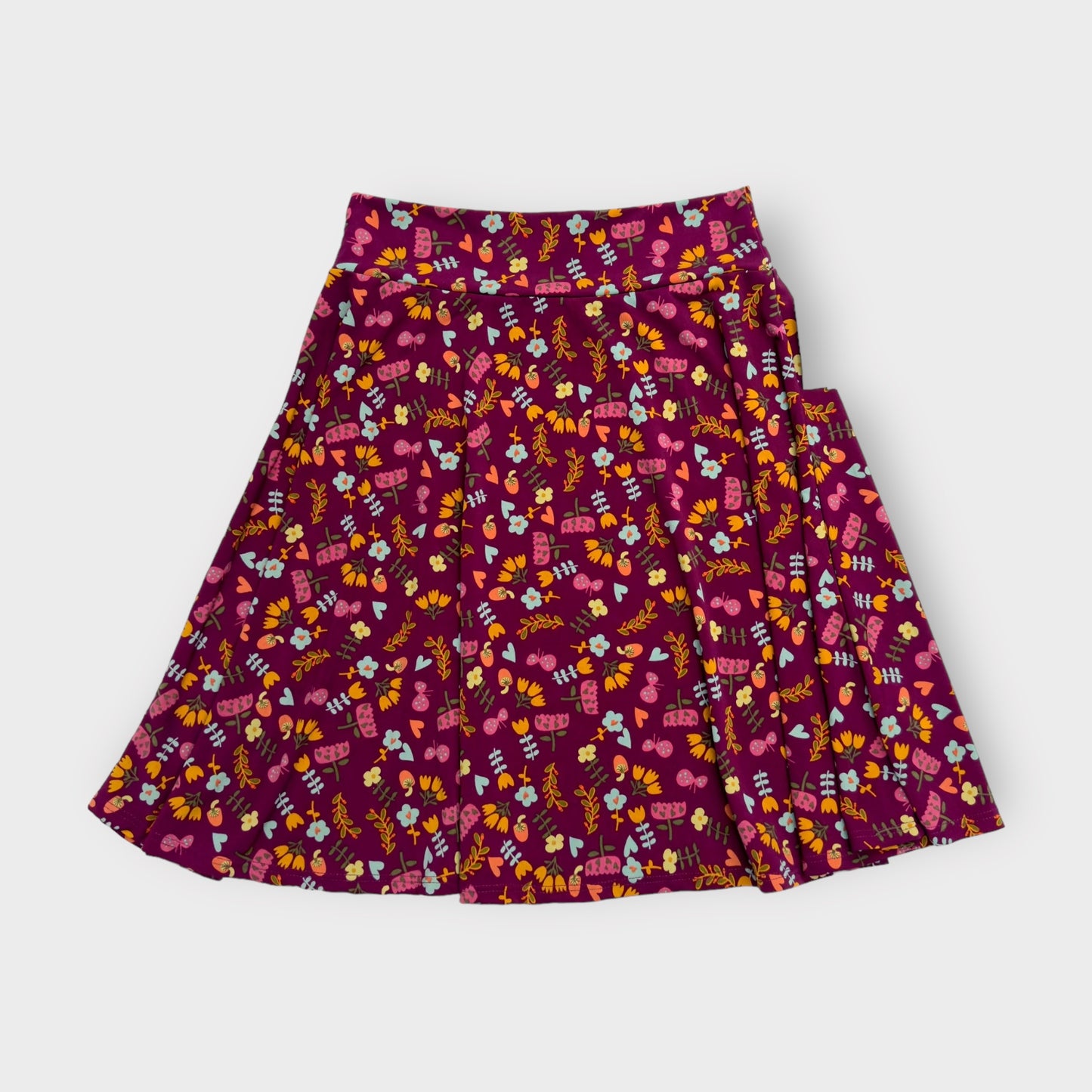 LuLaRoe Kids Azure A-Line Skirt  | 14 (14-16) | Purple/Multicolor Retro Floral | NWT