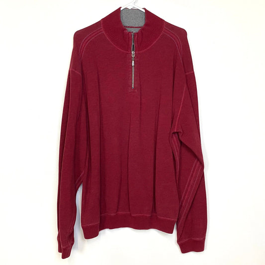 Tommy Bahama Mens Full Zip Up Sweater Burgundy Red, 2XL Pre-Owned