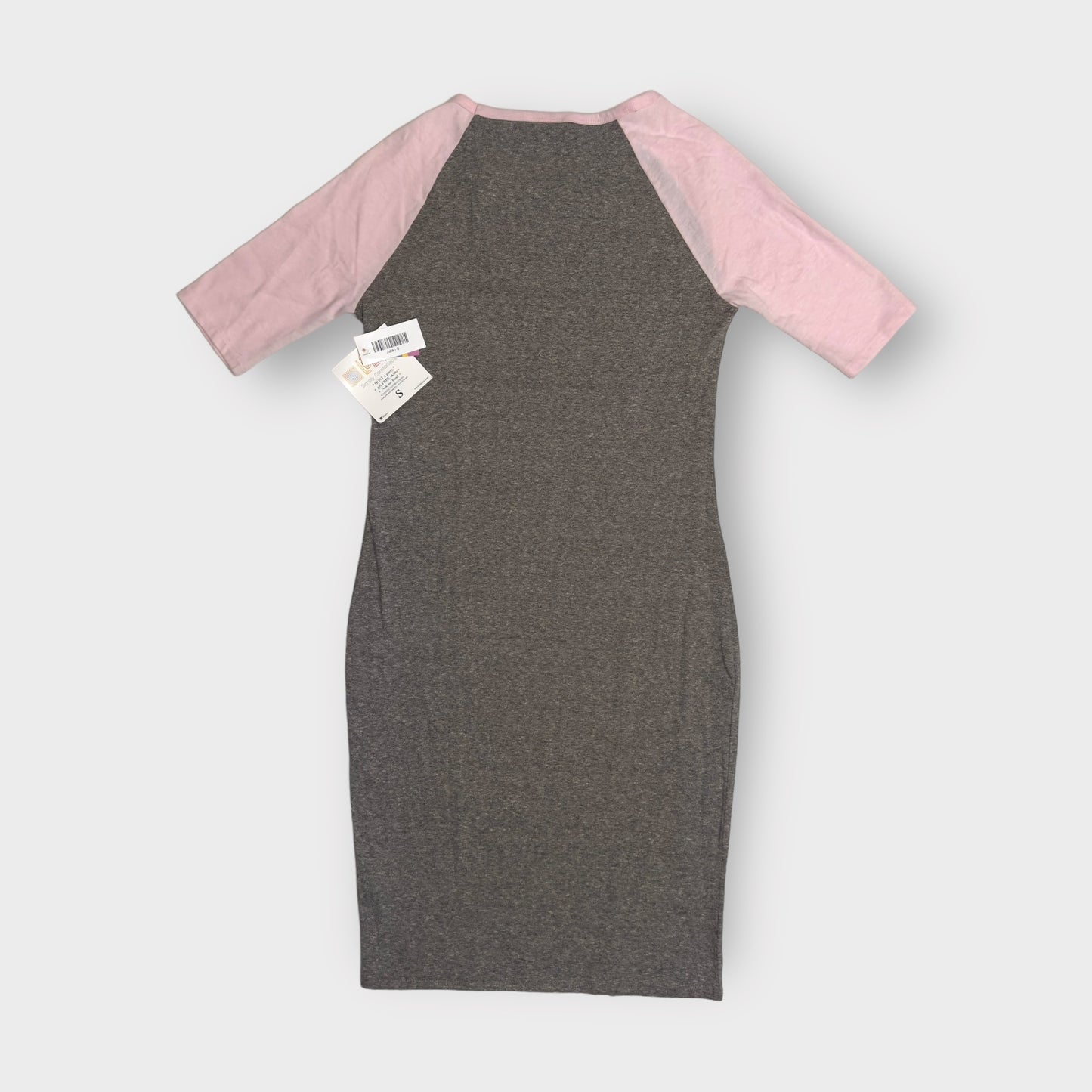 LuLaRoe Julia Bodycon Dress | S (4-6) | Gray/Pink | Colorblock | NWT