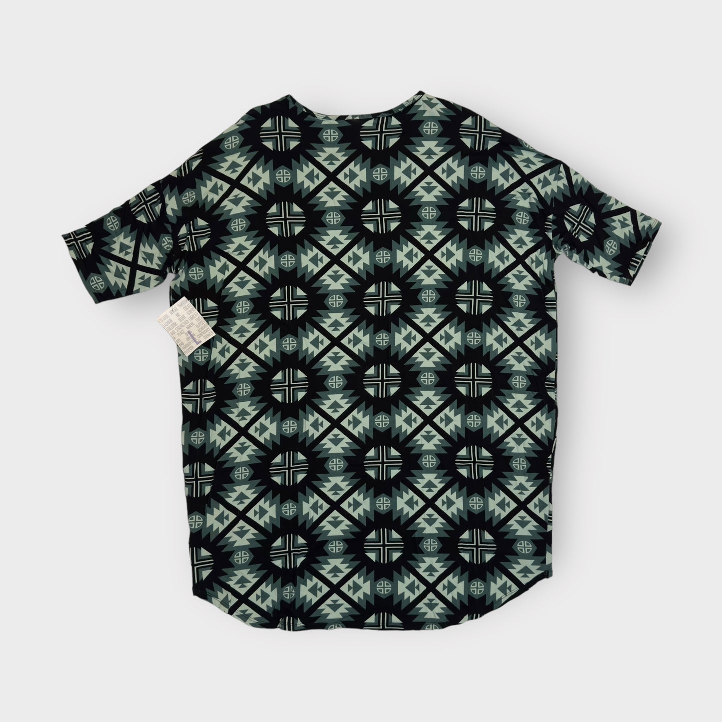 LuLaRoe Irma High-Low S/s Tunic | L (14-16) | Green/Black Aztec | NWT