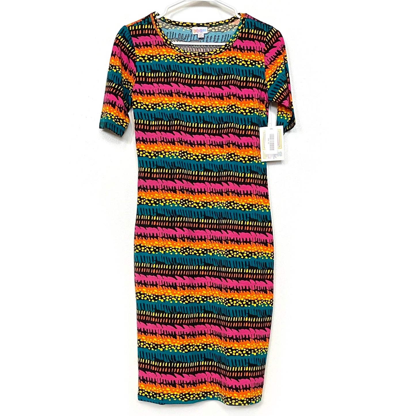 LuLaRoe Julia Bodycon Dress | XS (2-4) | Multicolor | Abstract | NWT