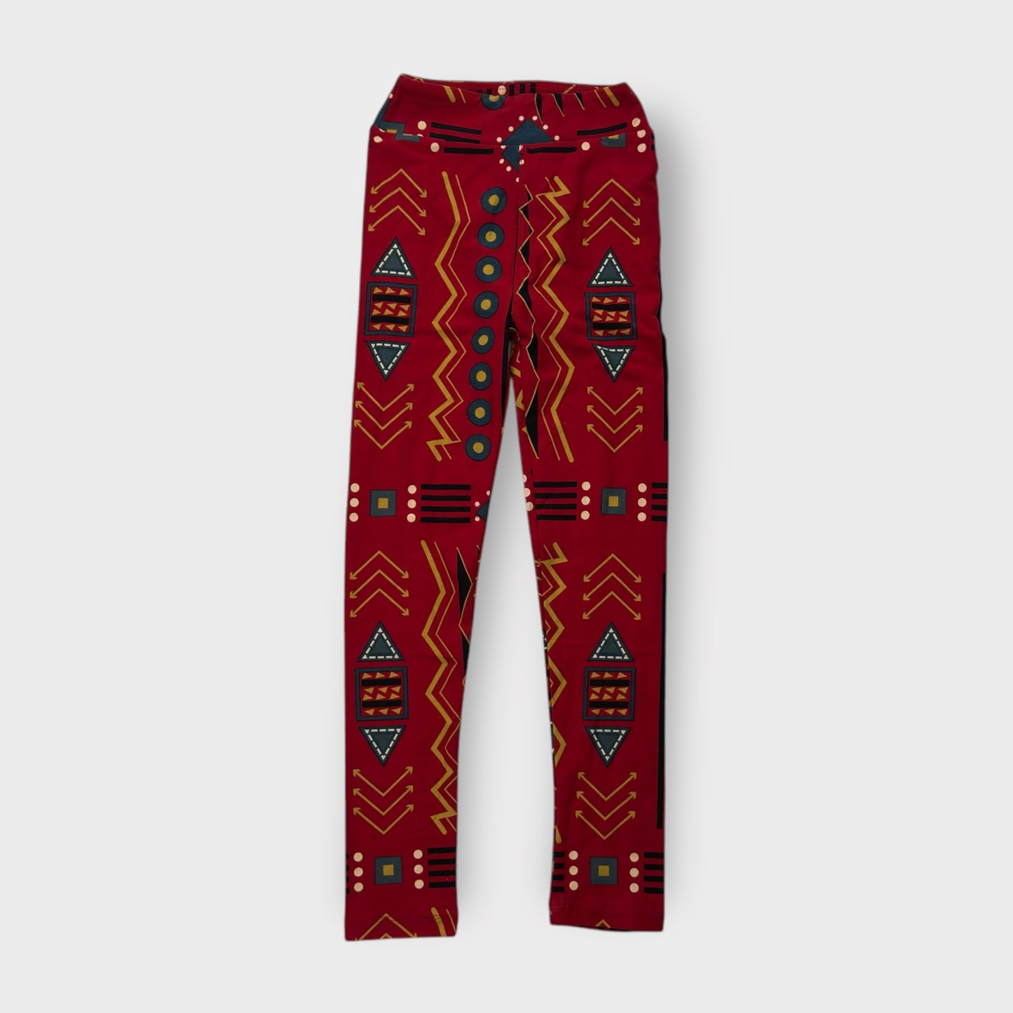 LuLaRoe Kids Leggings | Kids L/XL (8-14) | Red/Yellow Geometric Print | New