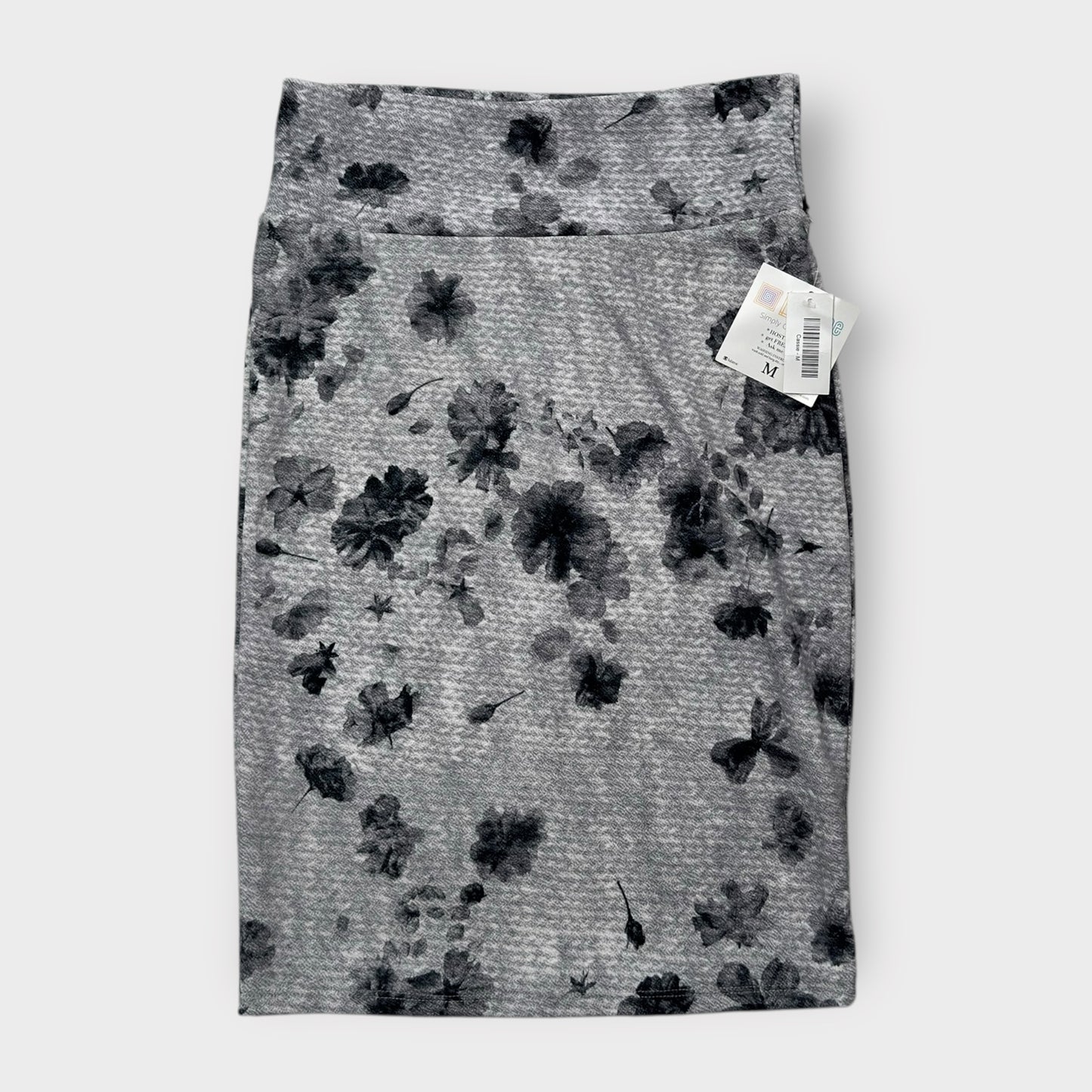 LuLaRoe Cassie Pencil Skirt - Gray Floral Pattern - Size M (8-10) - NWT