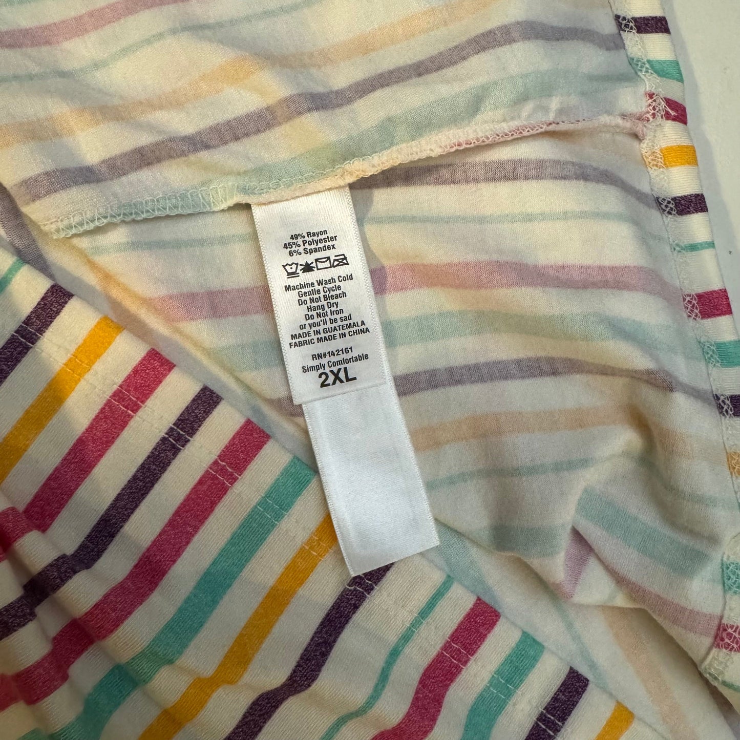 LuLaRoe | Layla Mandarin Split Collar Top | Size: 2XL | Color: White/Multicolor | Vertical Stripes | NWT