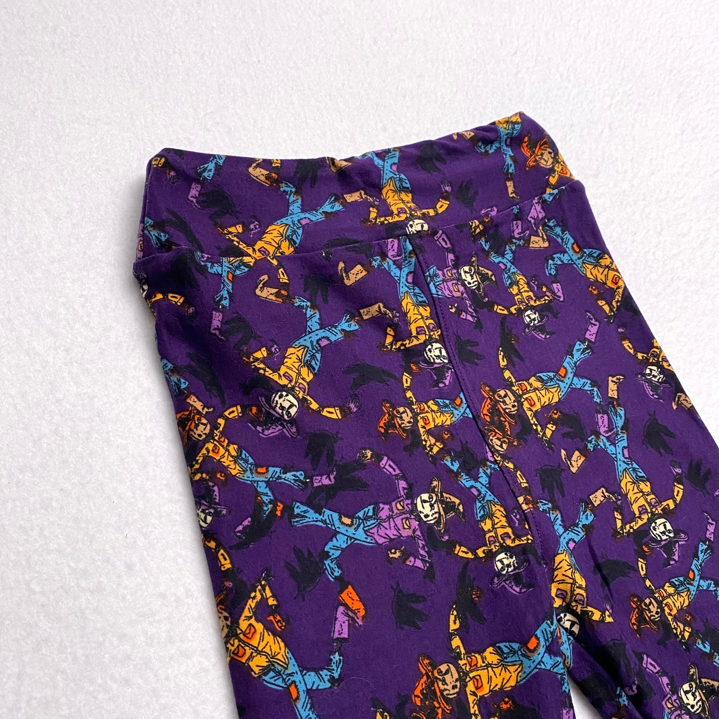 LuLaRoe Kids Halloween Leggings | L/XL (8-14) | Purple Scarecrow Pattern | Stretchy & Soft | New