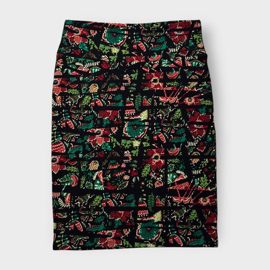 LuLaRoe Cassie Pencil Skirt - Black Multicolor Floral - Women's L (12-14) - NWT