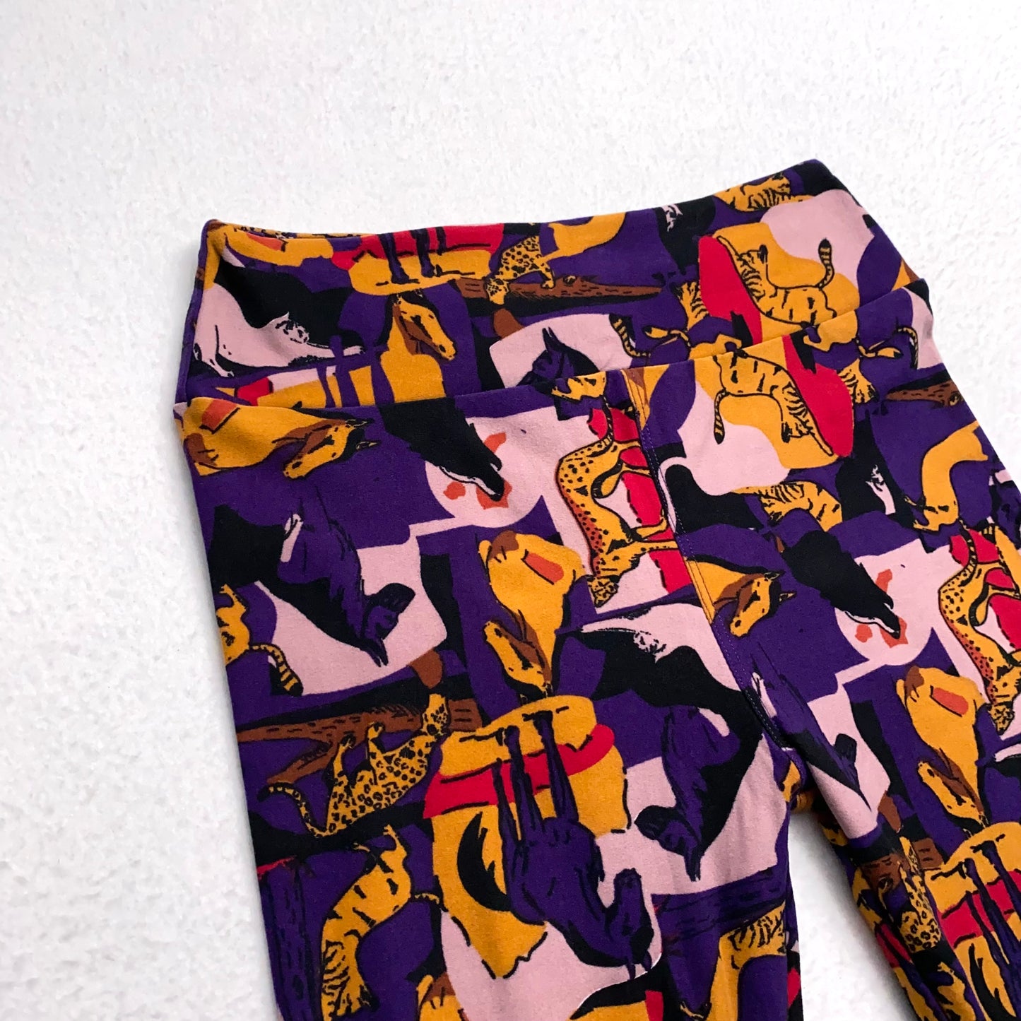 LuLaRoe Leggings | OS (2-10) | Purple/Yellow/Red Animal Print | New