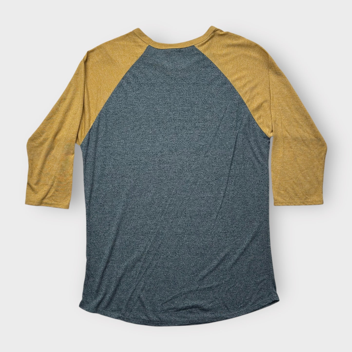 LuLaRoe Randy Baseball Tee 2XL (20-22) - Heathered Charcoal Gray with Mustard Yellow Sleeves - Soft Stretch Fabric