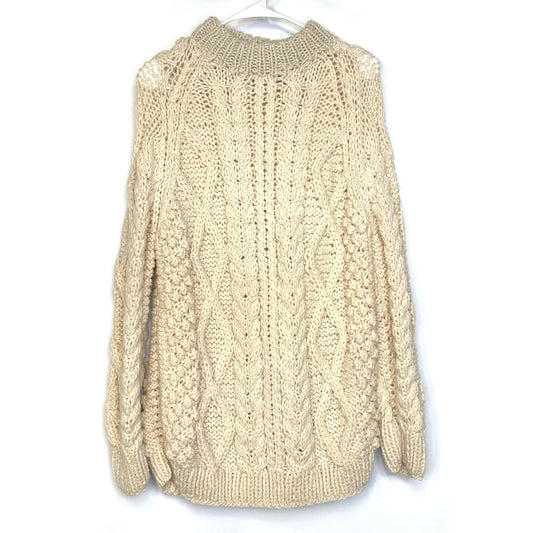 Authentic Italian Wool Joseph Magnin Mens Size M Chunk Cable-Knit Sweater L/s Pre-Owned