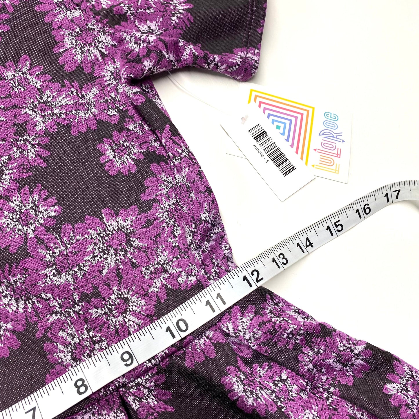 LuLaRoe Womens S Amelia Purple Jacquard Floral Dress S/s NWT