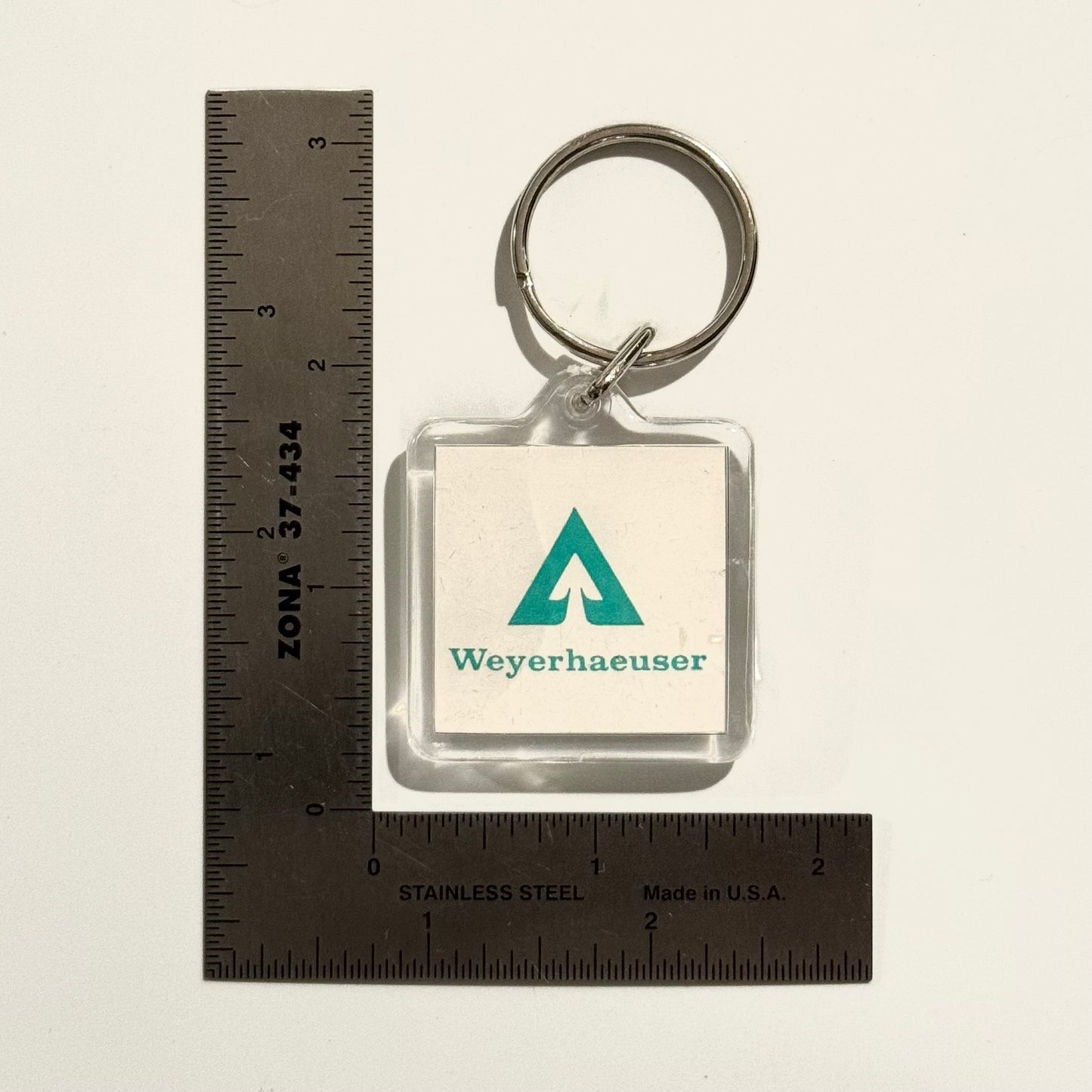 Weyerhaeuser Mt. Pine, AR | Square Acrylic Keychain Key Ring | Color: White