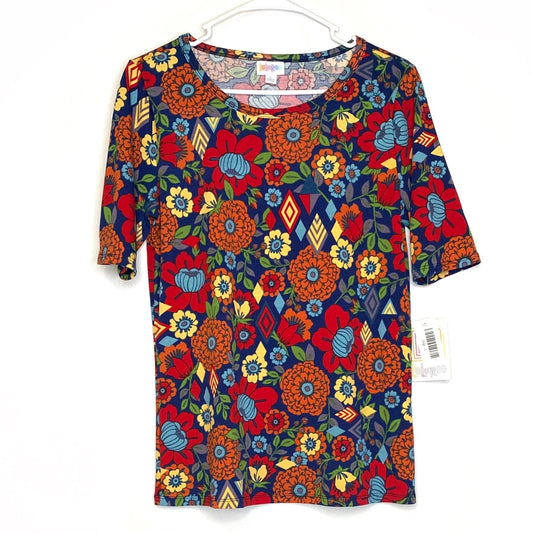 LuLaRoe Vault | Gigi Top | Size: L | Blue/Red | Geometric/Floral | NWT