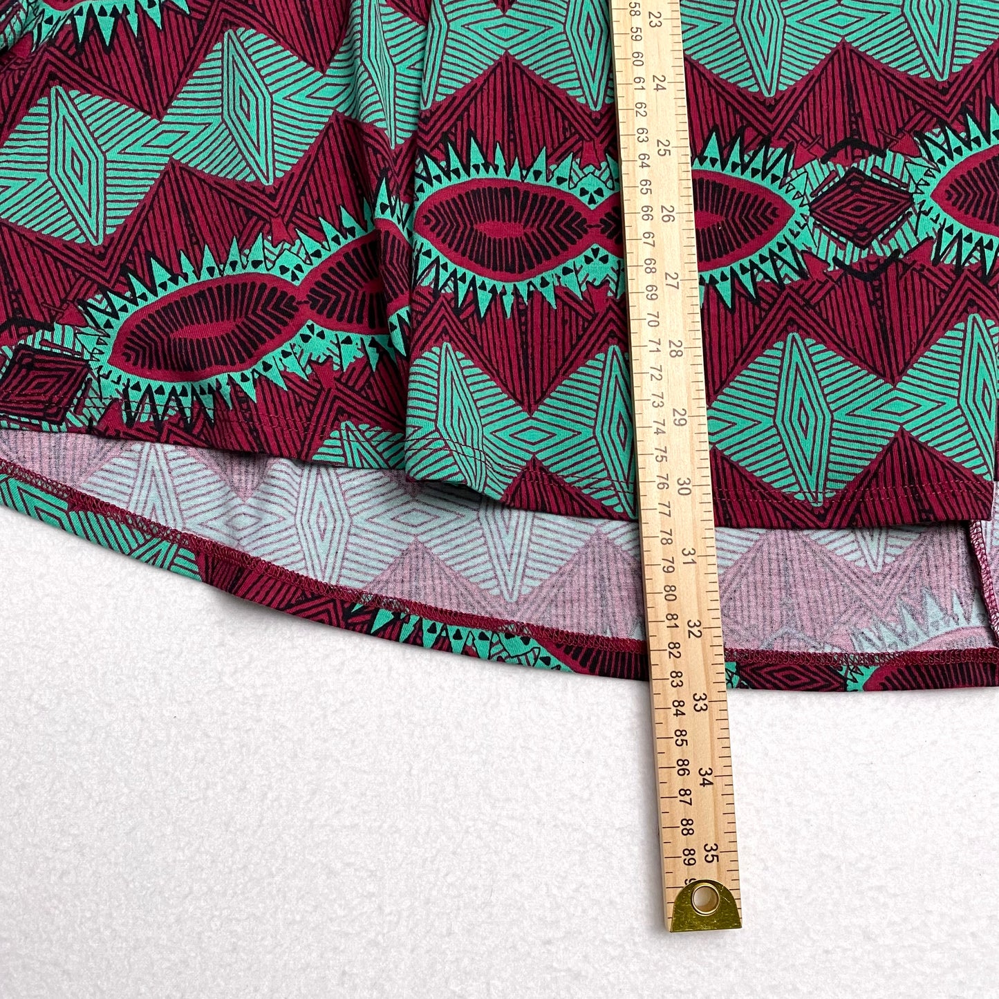 LuLaRoe Perfect T Swing Top | XL (18-20) | Green/Red Tribal Print | NWT