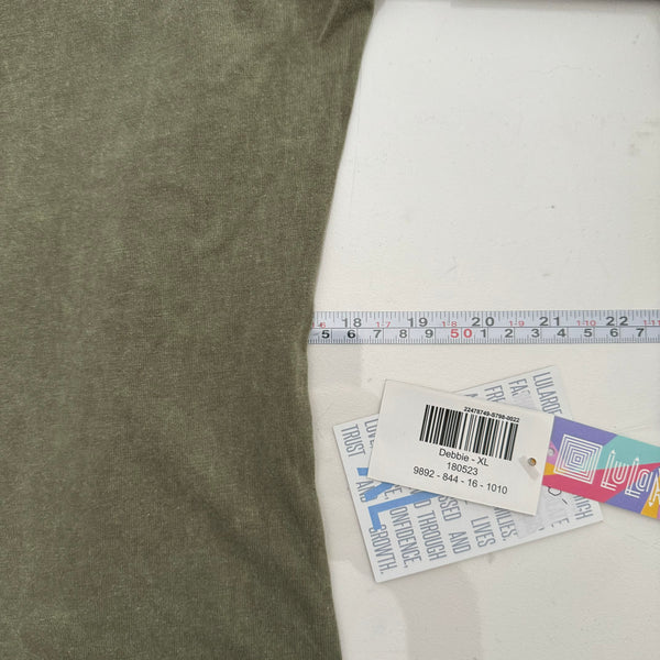 LuLaRoe Debbie XL Olive Green Stone-Washed Sheath Dress