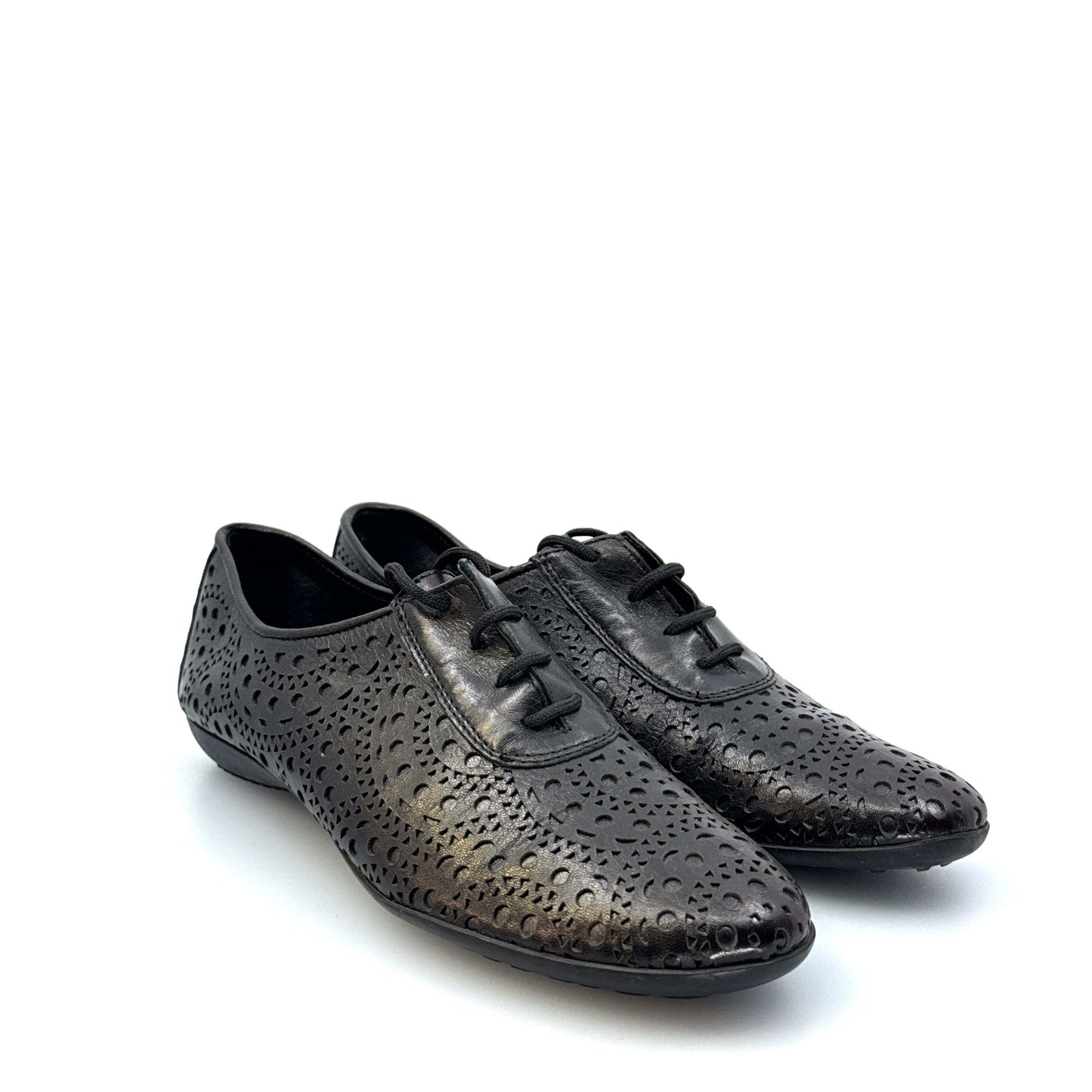 Sesto Meucci Womens Size 5M Betka Laser-Cut Oxford Sneakers, Black