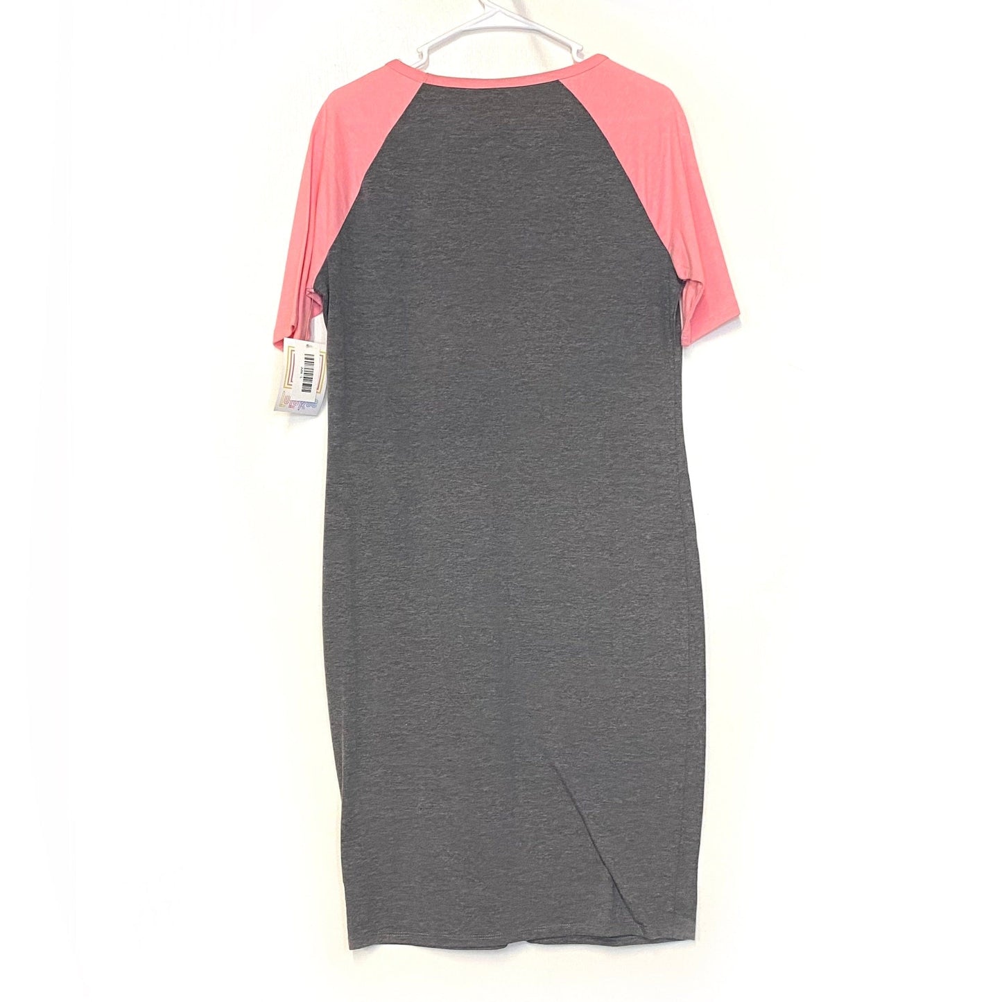 LuLaRoe Julia Bodycon Dress | L (12-14) | Pink/Gray | Colorblock | NWT