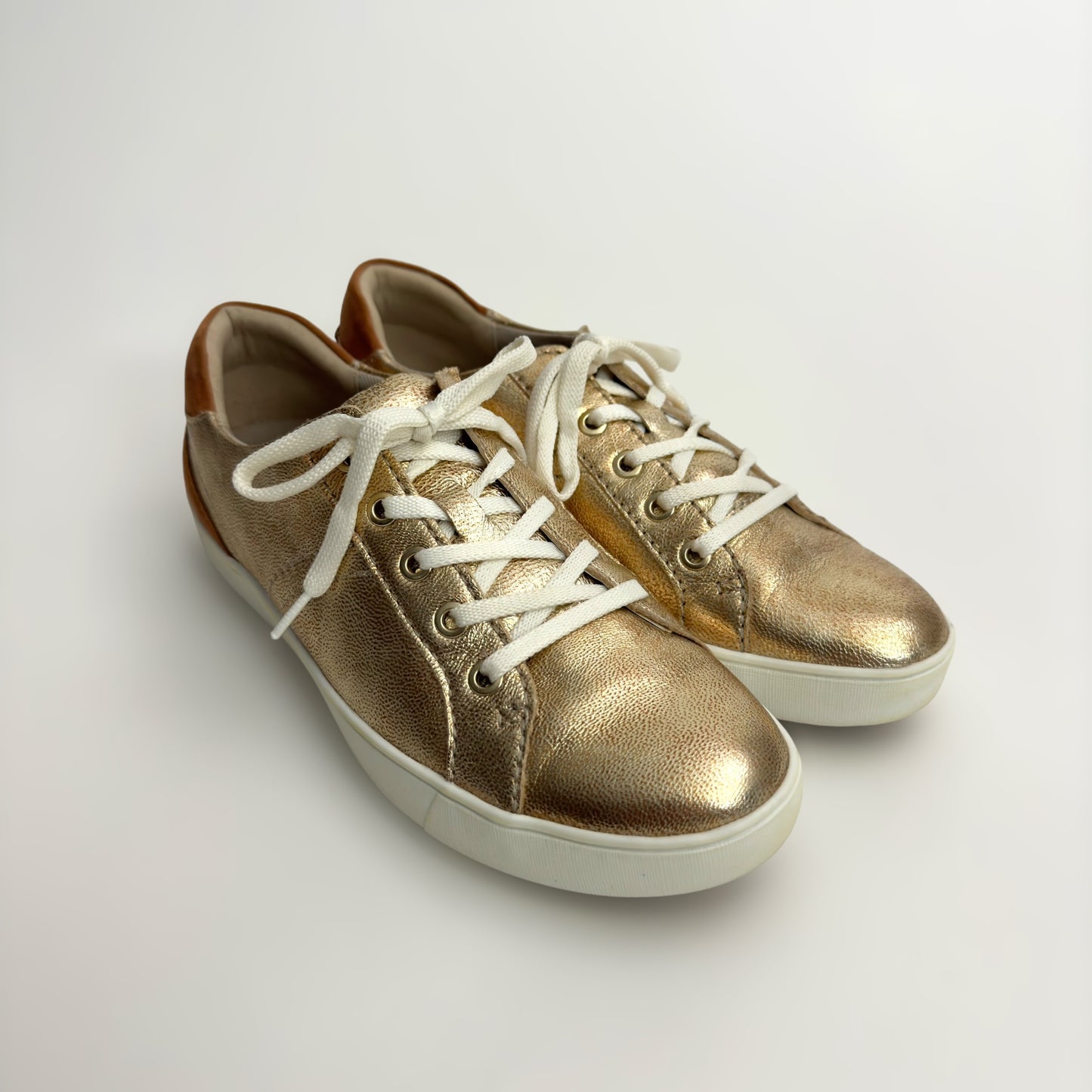 Naturalizer Womens Morrison Leather Sneakers | 9M | Gold Metallic | EUC