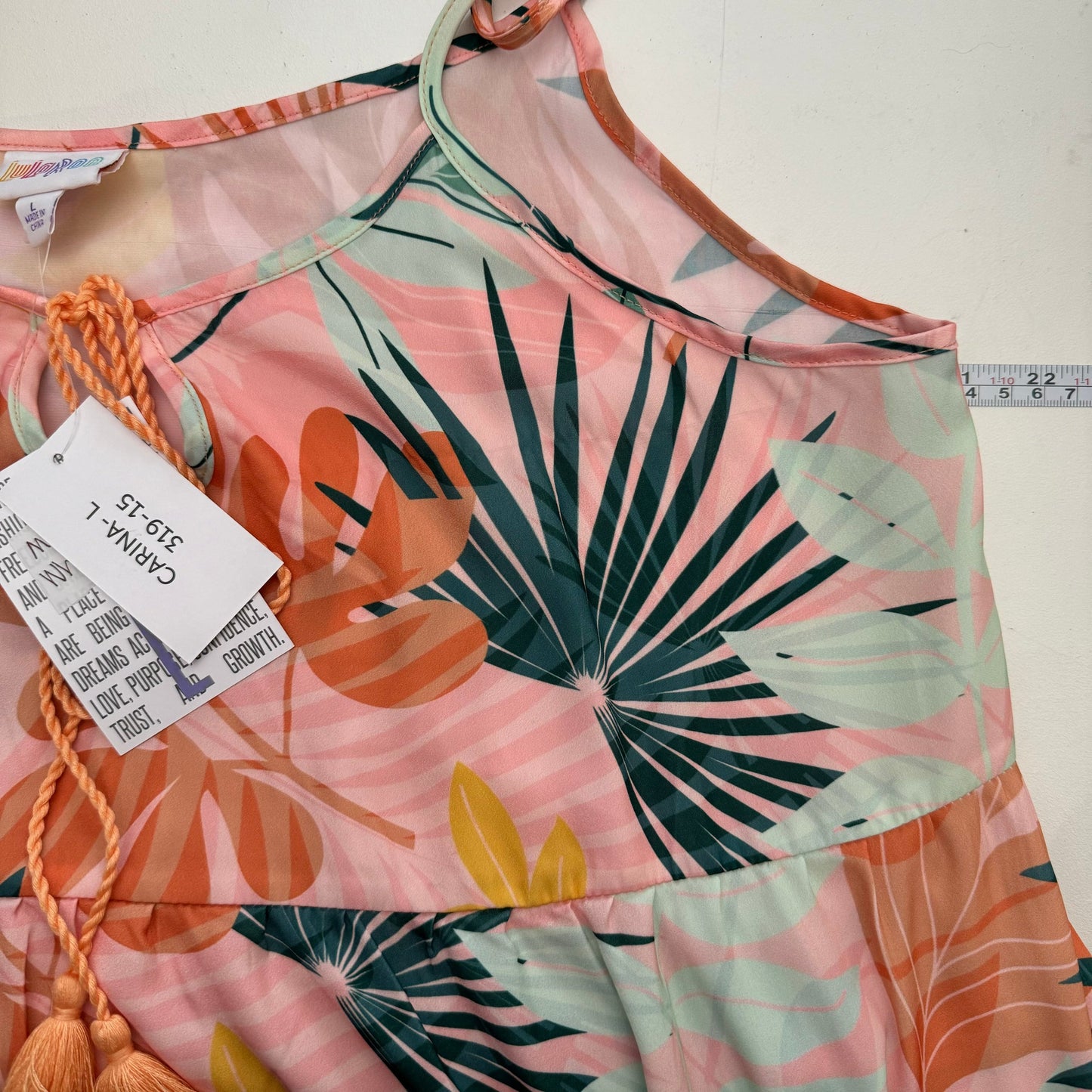 LuLaRoe Resort Collection 2023 | CARINA Tiered Maxi Dress | Size: L (12-14) | Peach | Tropical | NWT