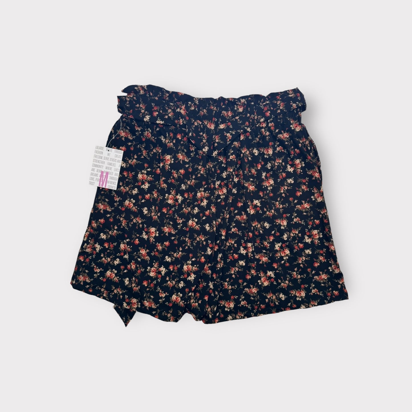 LuLaRoe Ella Paper Bag Shorts | M (10-12) | Dark Ditsy Floral | NWT