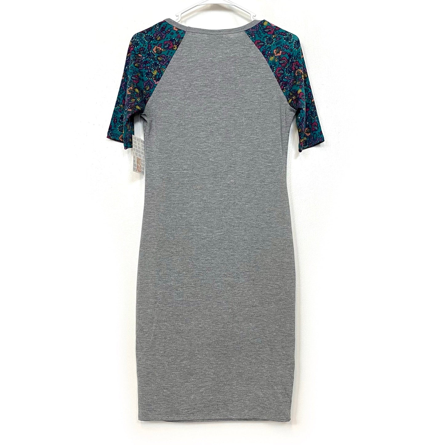 LuLaRoe Julia Bodycon Dress | XS (2-4) | Gray/Green/Purple | Paisley | NWT