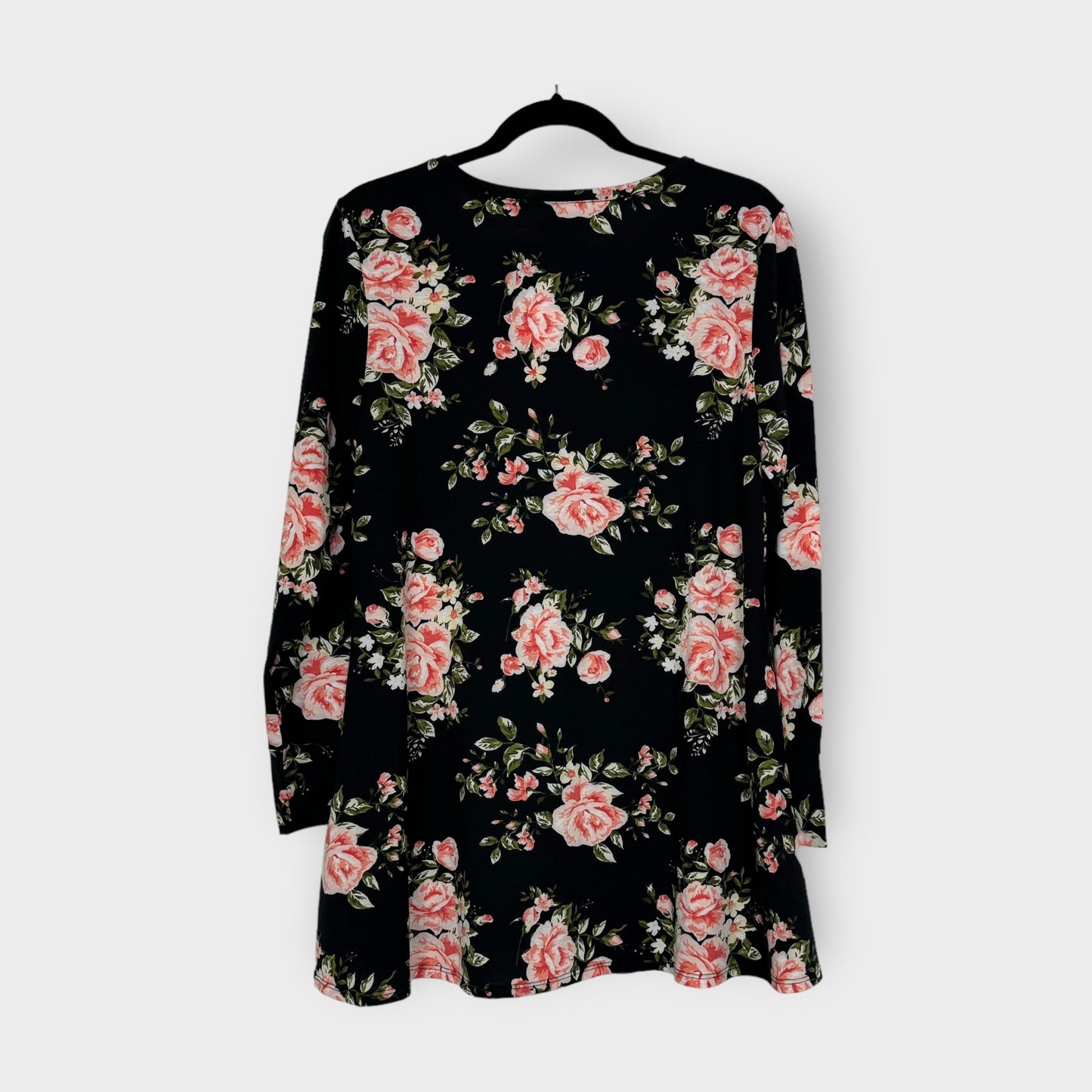 LuLaRoe Elizabeth L/s Tunic | M (10-12) | Black Floral Print | NWT