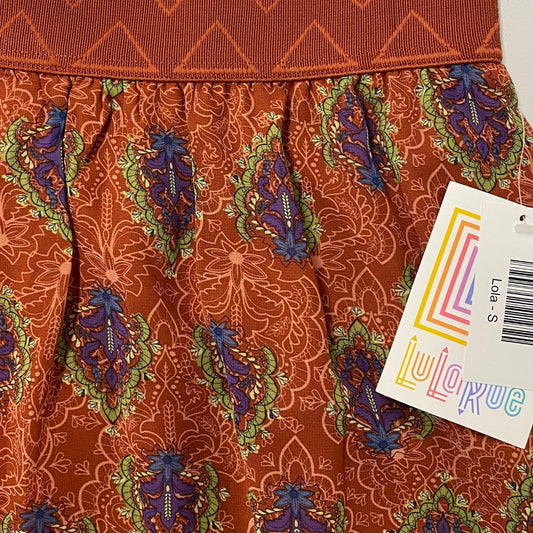 LuLaRoe | Womens Lined Floral Lola Skirt | Color: Orange | Size: S | NWT
