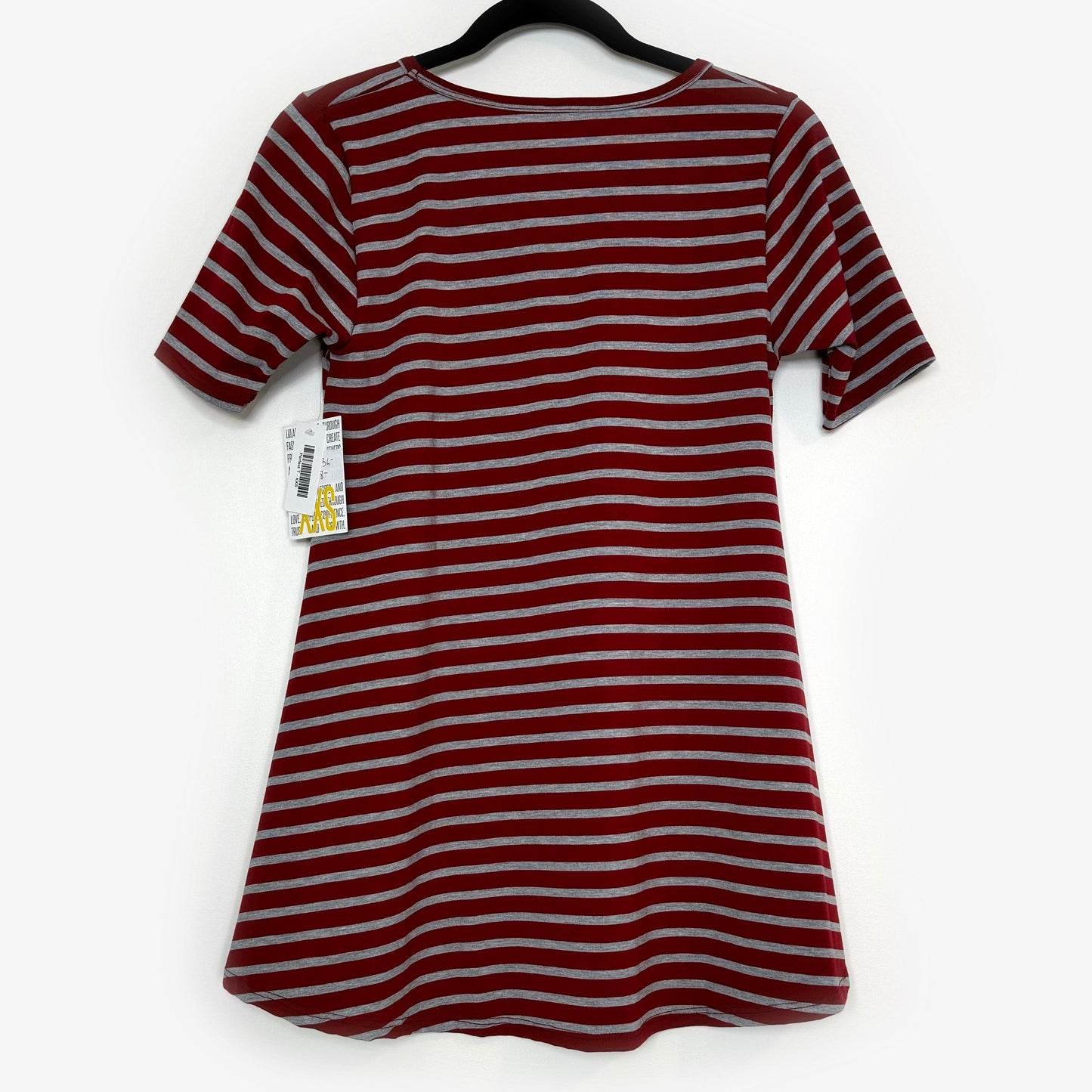 LuLaRoe Vault | Perfect T Swing Top | Size: XXS (0-6) | Color: Red/Gray | Striped | NWT