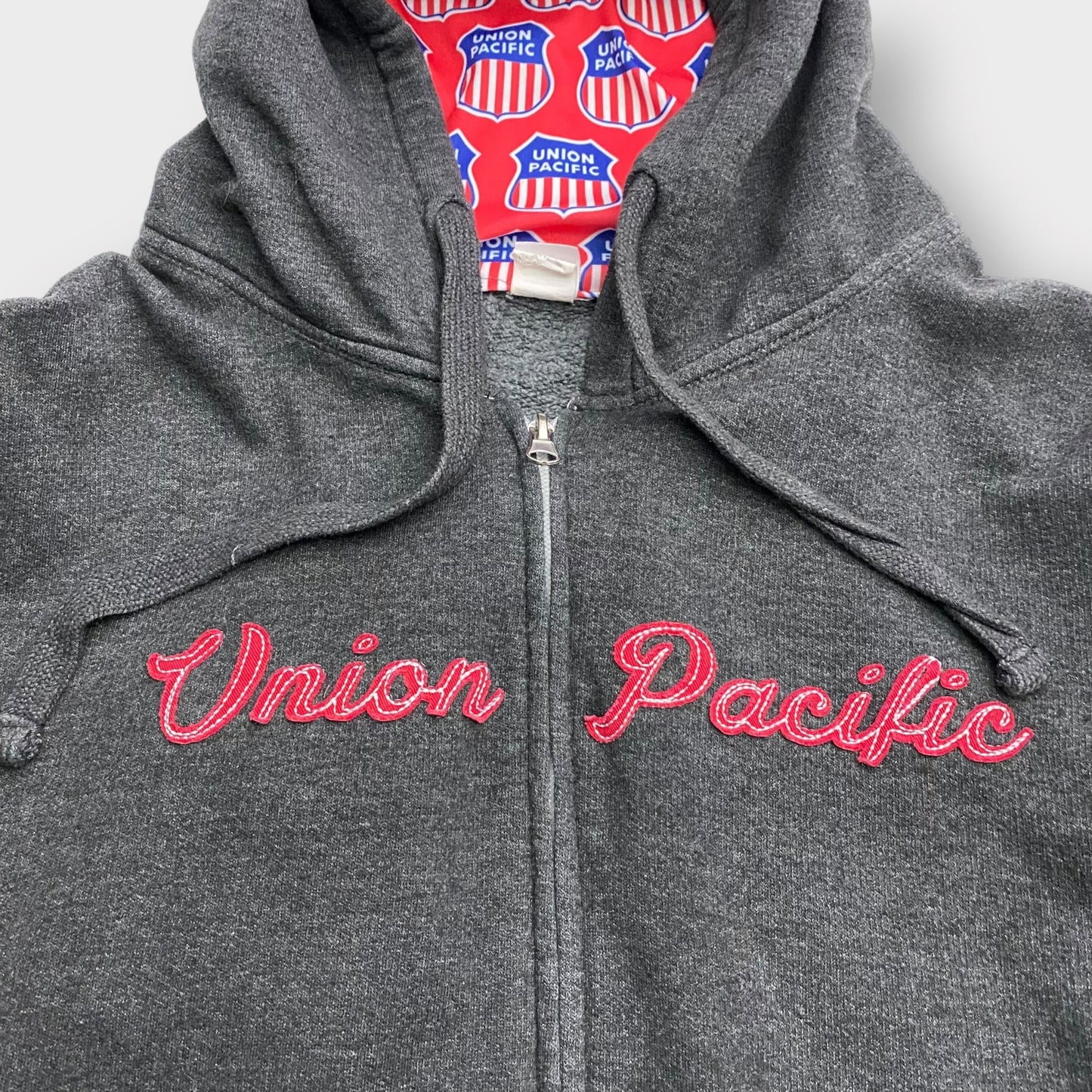 Union Pacific Mens Zip-Up Hoodie | Size L | Dark Gray | Long Sleeve | GUC