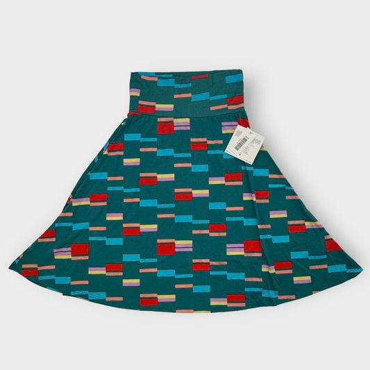 LuLaRoe Azure Skirt | S (2-4) | Green/Multicolor Geometric | A-Line | NWT