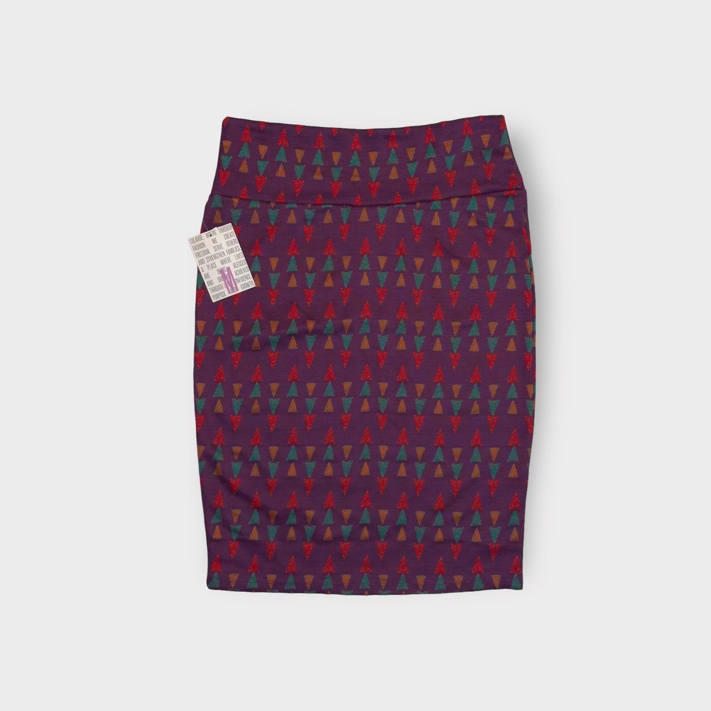 LuLaRoe Cassie Pencil Skirt | M (10-12) | Purple/multicolor | Triangles | NWT