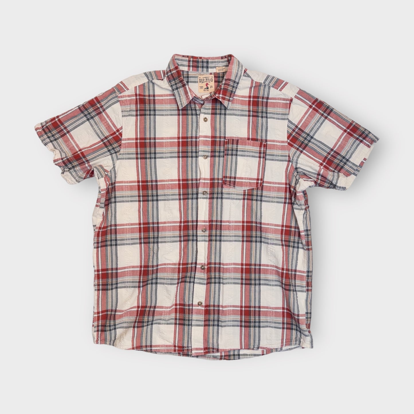 Red Head Casual S/s Button-Up Shirt | XL | Red/Gray Plaid | GUC