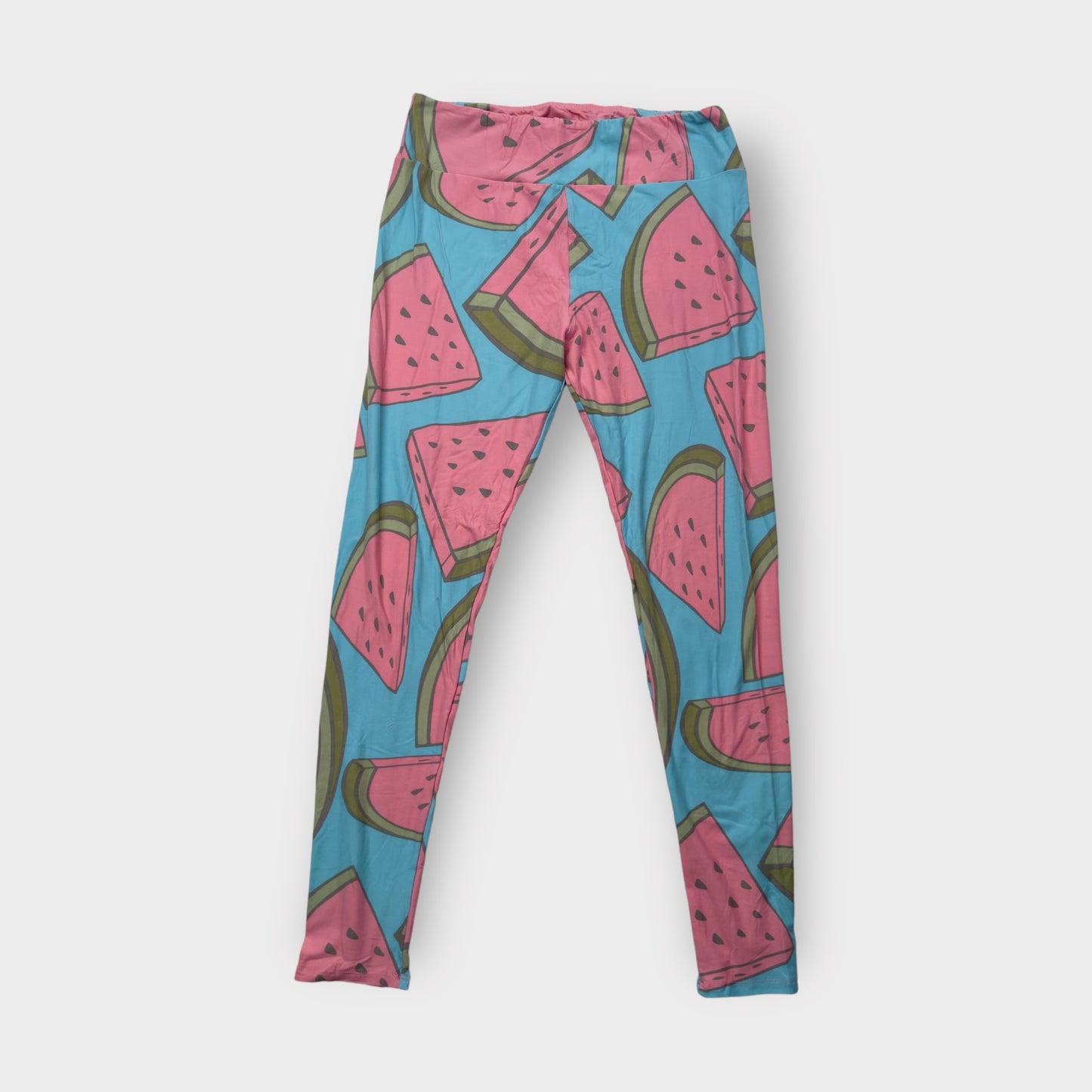 LuLaRoe Womens Leggings | Tall & Curvy (12-18) | Pink/Blue Watermelon Print | Stretchy Soft | New