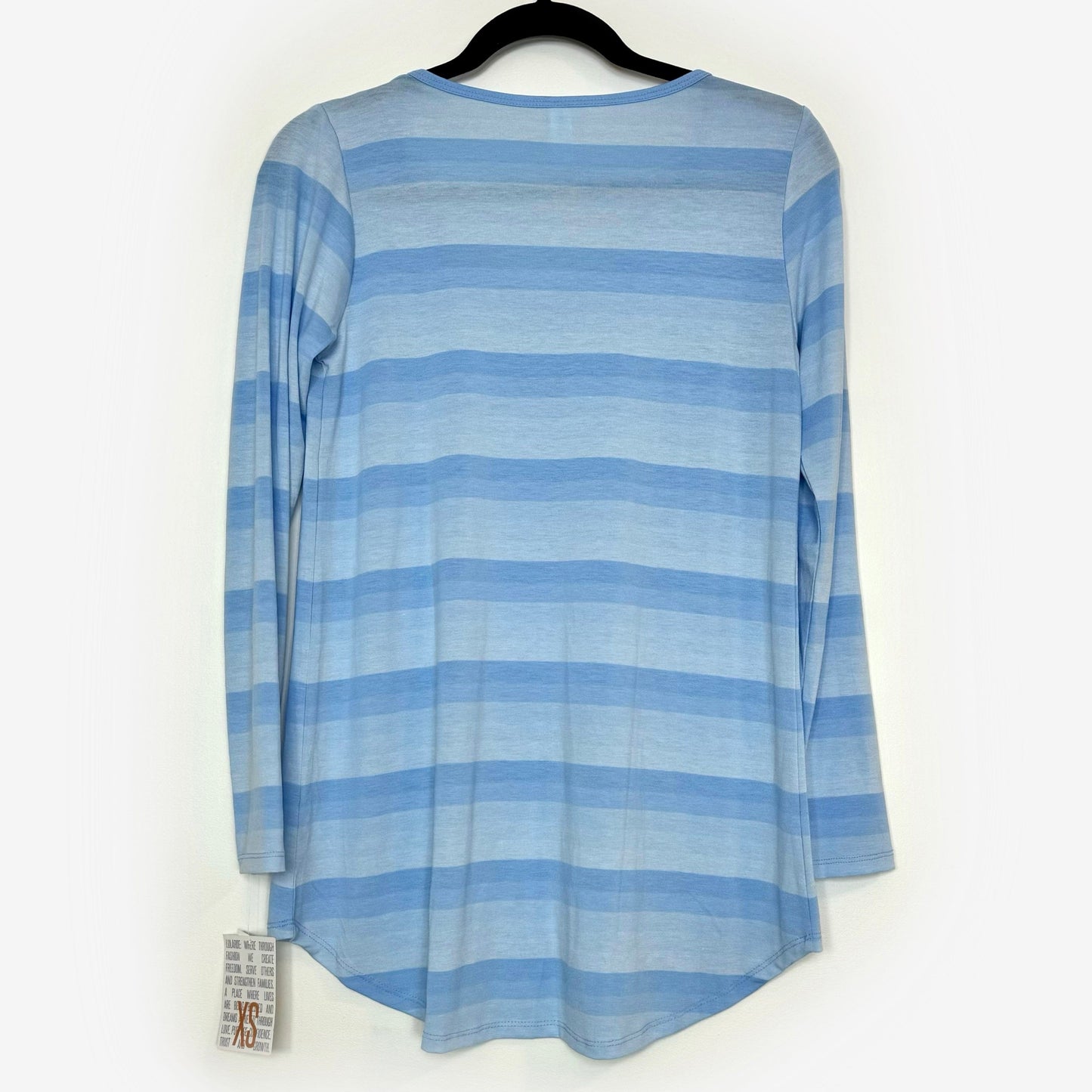 LuLaRoe Vault | Lynnae High-Low L/s Top | Size: XS (2-4) | Blue | Gradient Striped | NWT