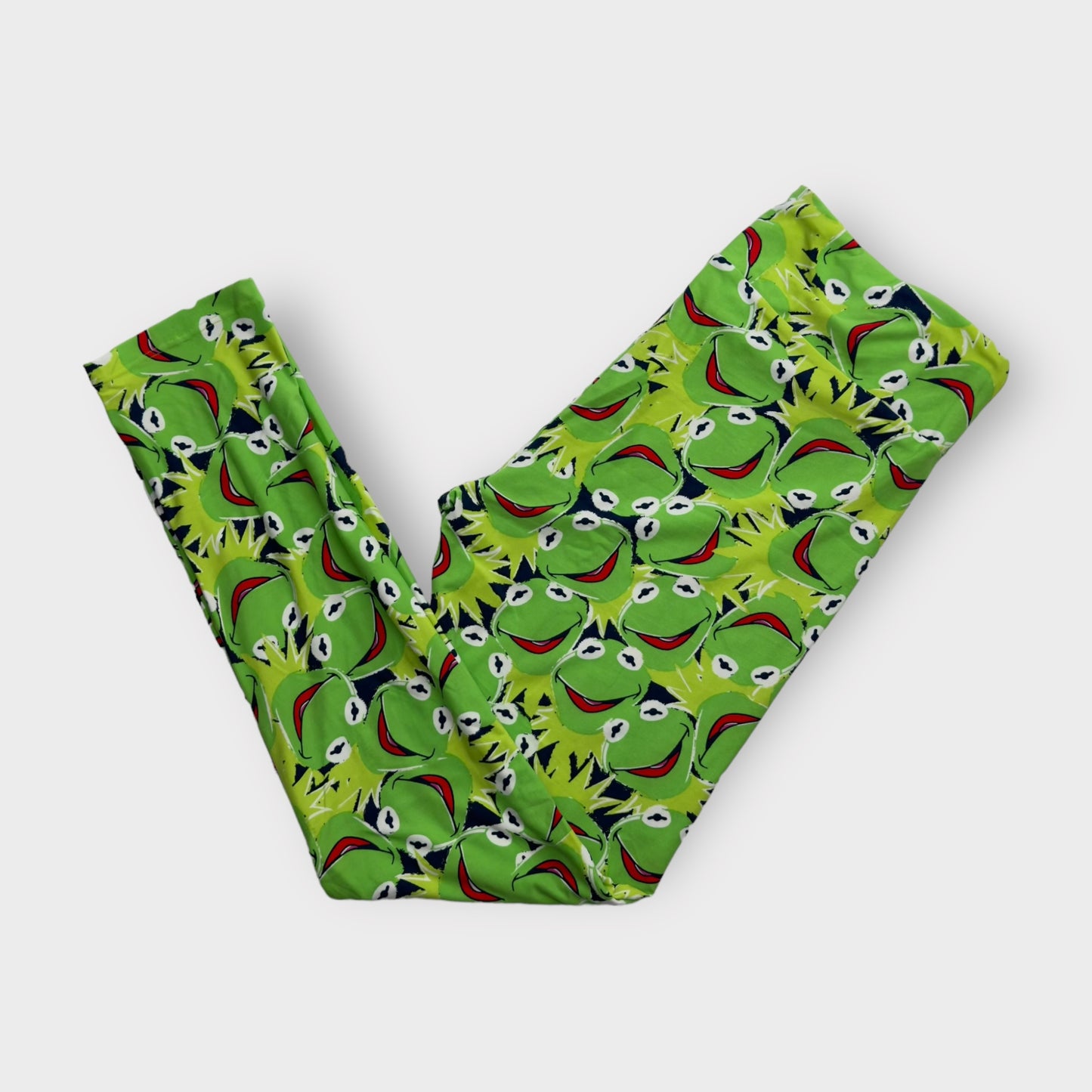 LuLaRoe Print Leggings | TC (12-18) | Green Kermit the Frog | New