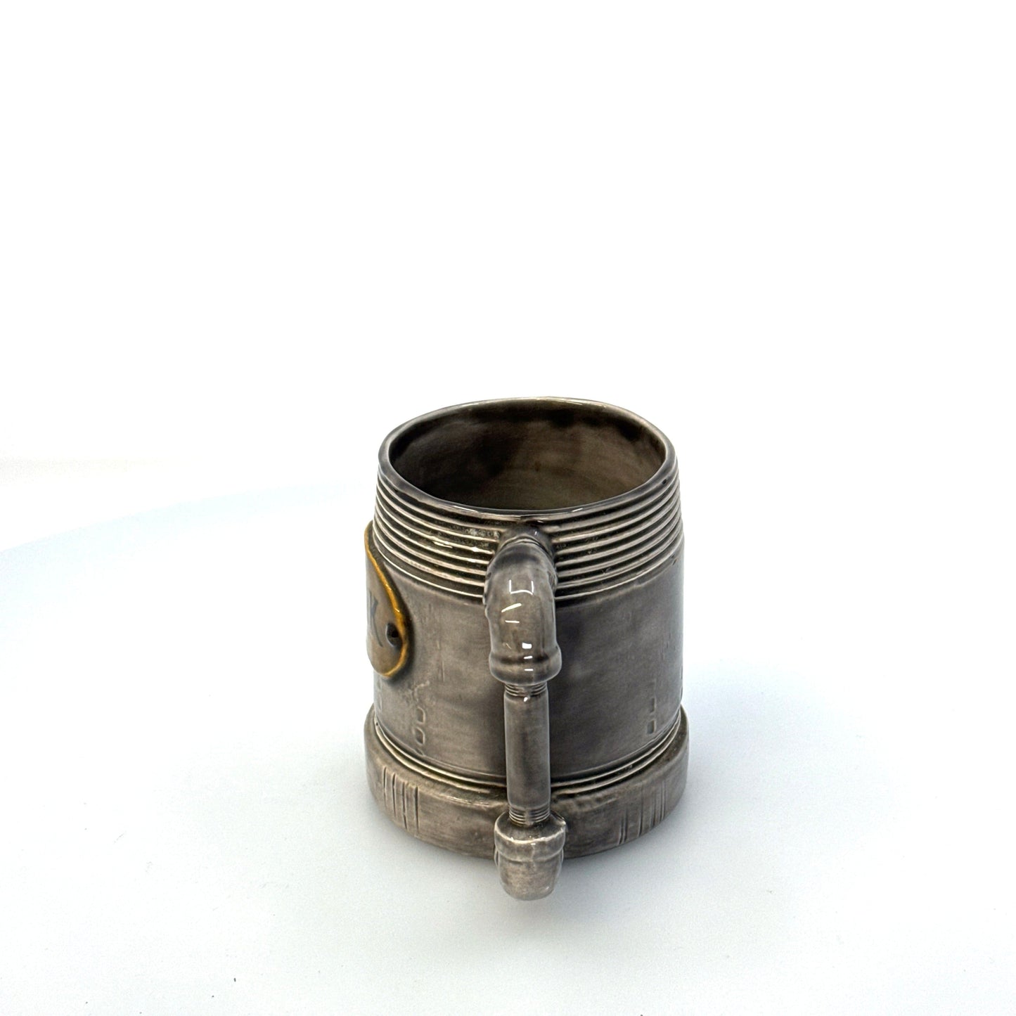 Personalized | Threaded Pipe ‘Hank’ Ceramic Coffee Mug | Color: Gray | Size: 10 fl oz