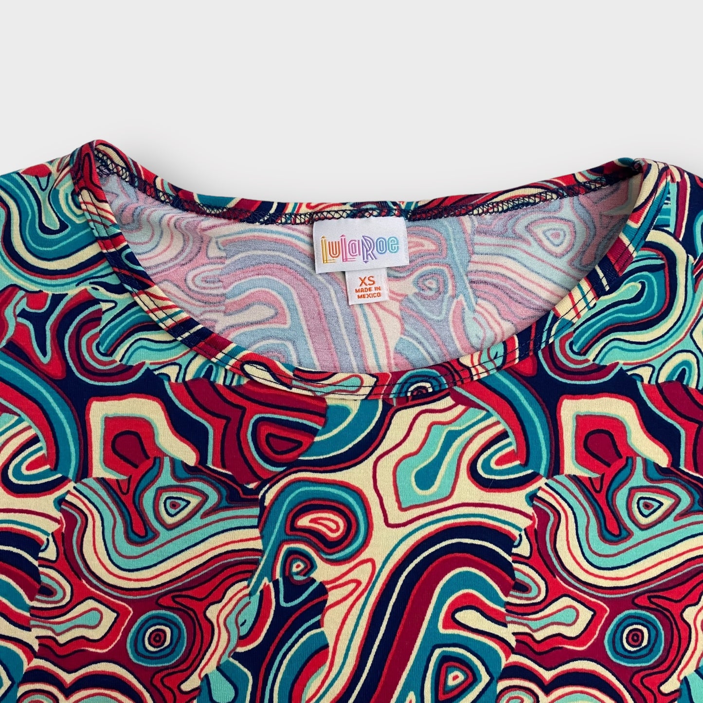 LuLaRoe Irma S/s Tunic Top | XS (2-4) | Multicolor Abstract | High-Low | NWT