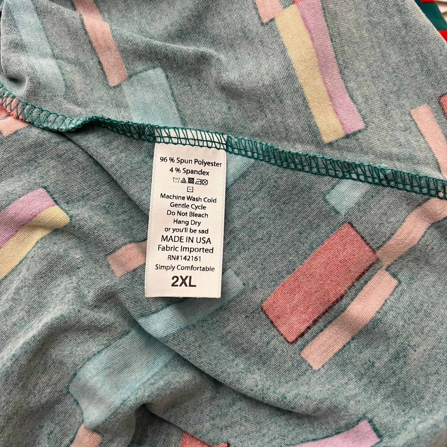 LuLaRoe Azure Skirt | 2XL (18-20) | Green/Multicolor Geometric | A-Line | NWT