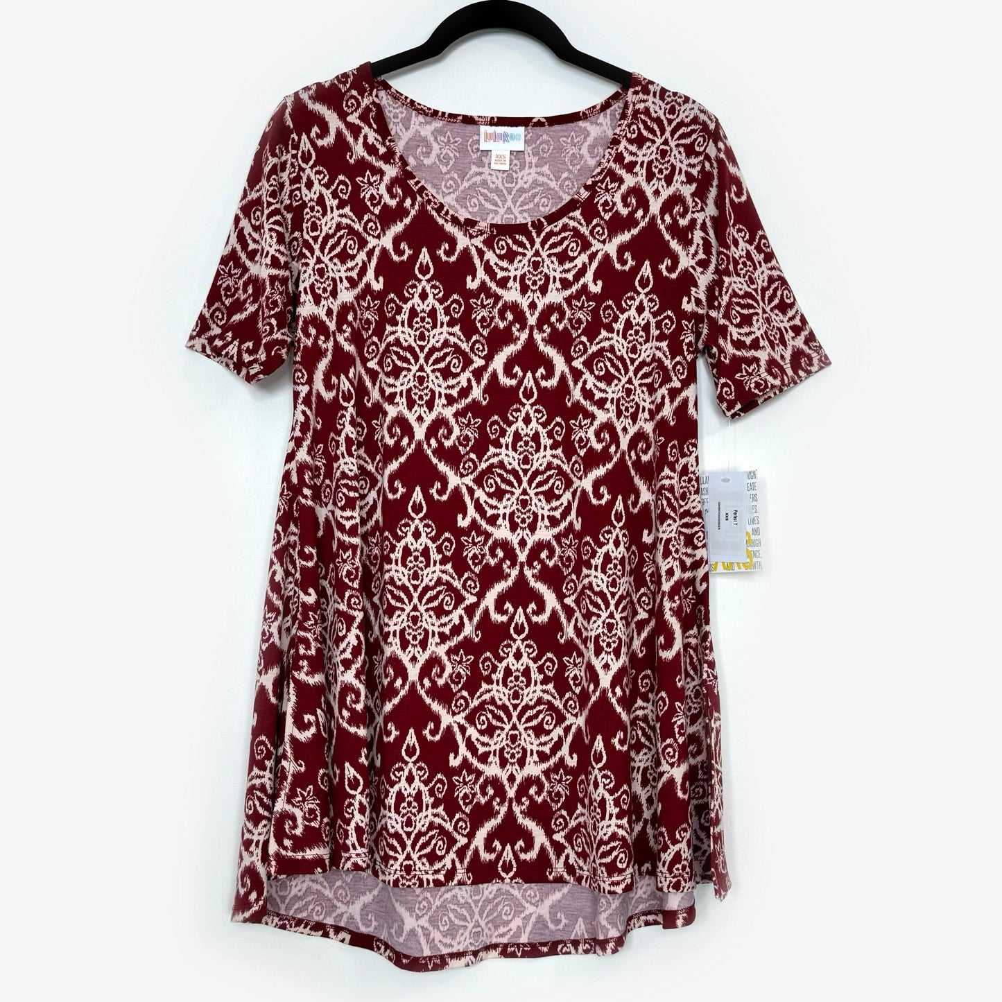 LuLaRoe Vault | Perfect T Swing Top | Size: XXS (0-6) | Color: Red/White | Damask | NWT