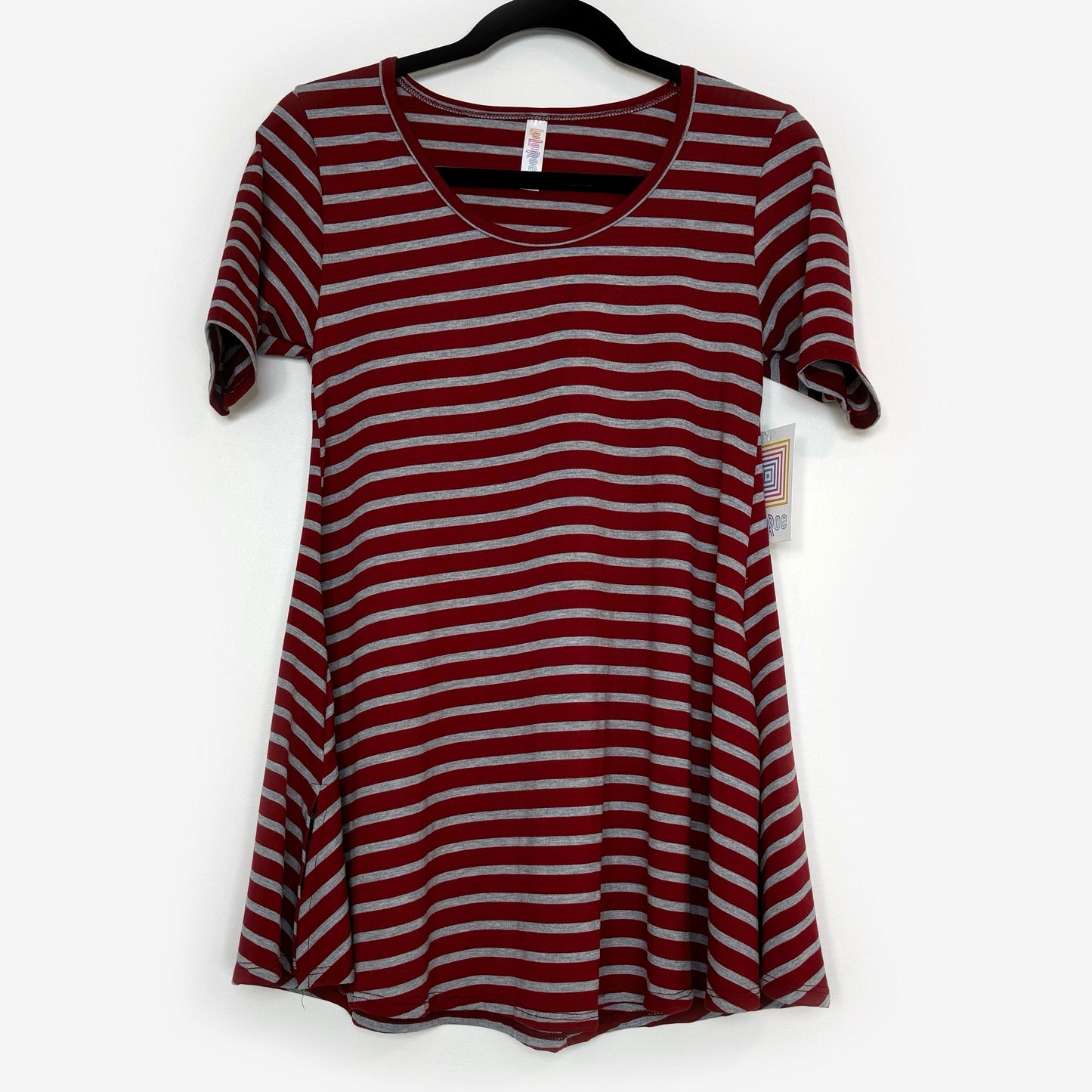 LuLaRoe Vault | Perfect T Swing Top | Size: XXS (0-6) | Color: Red/Gray | Striped | NWT