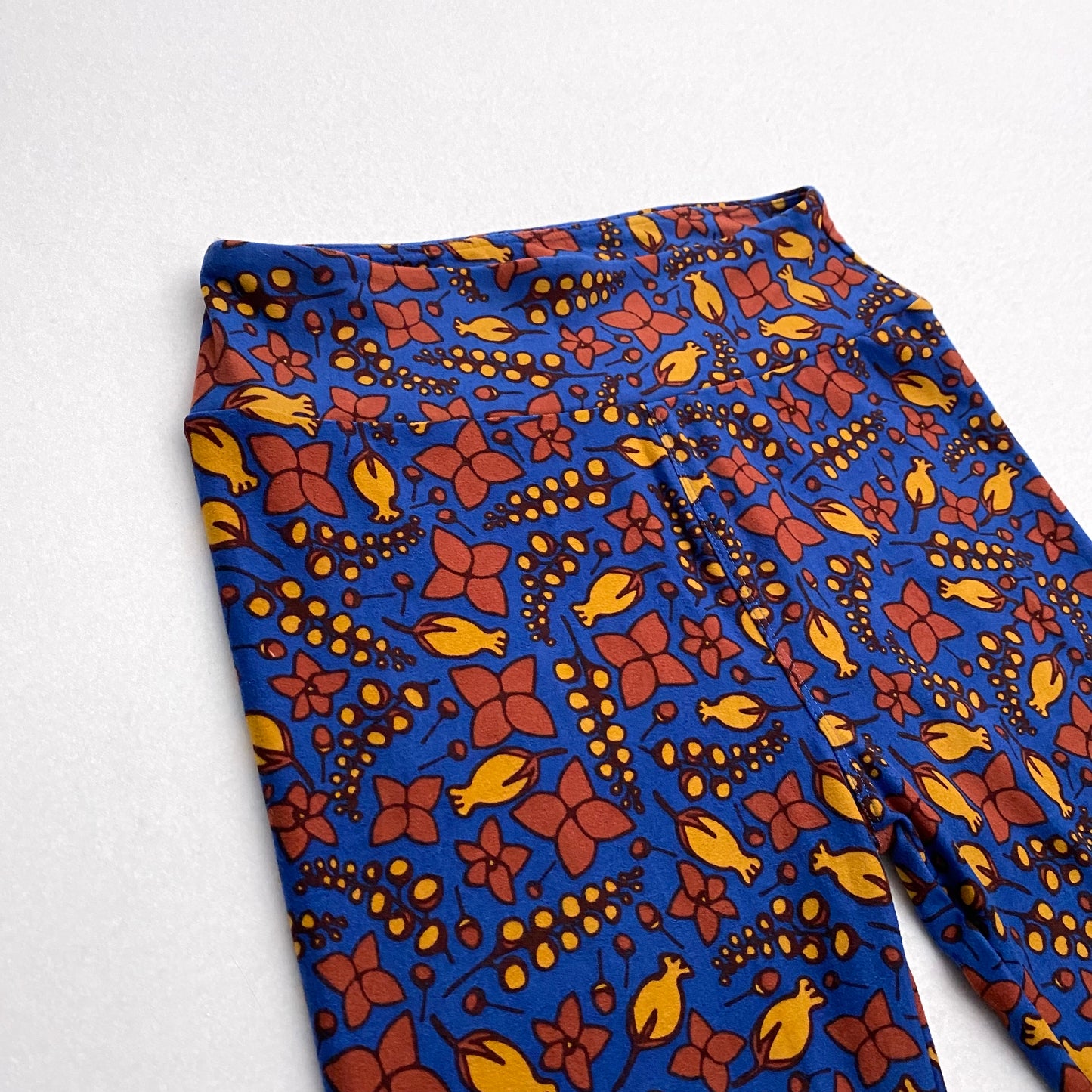 LuLaRoe Leggings | OS (2-10) | Blue Leaves Petals Pattern | Buttery Soft | New