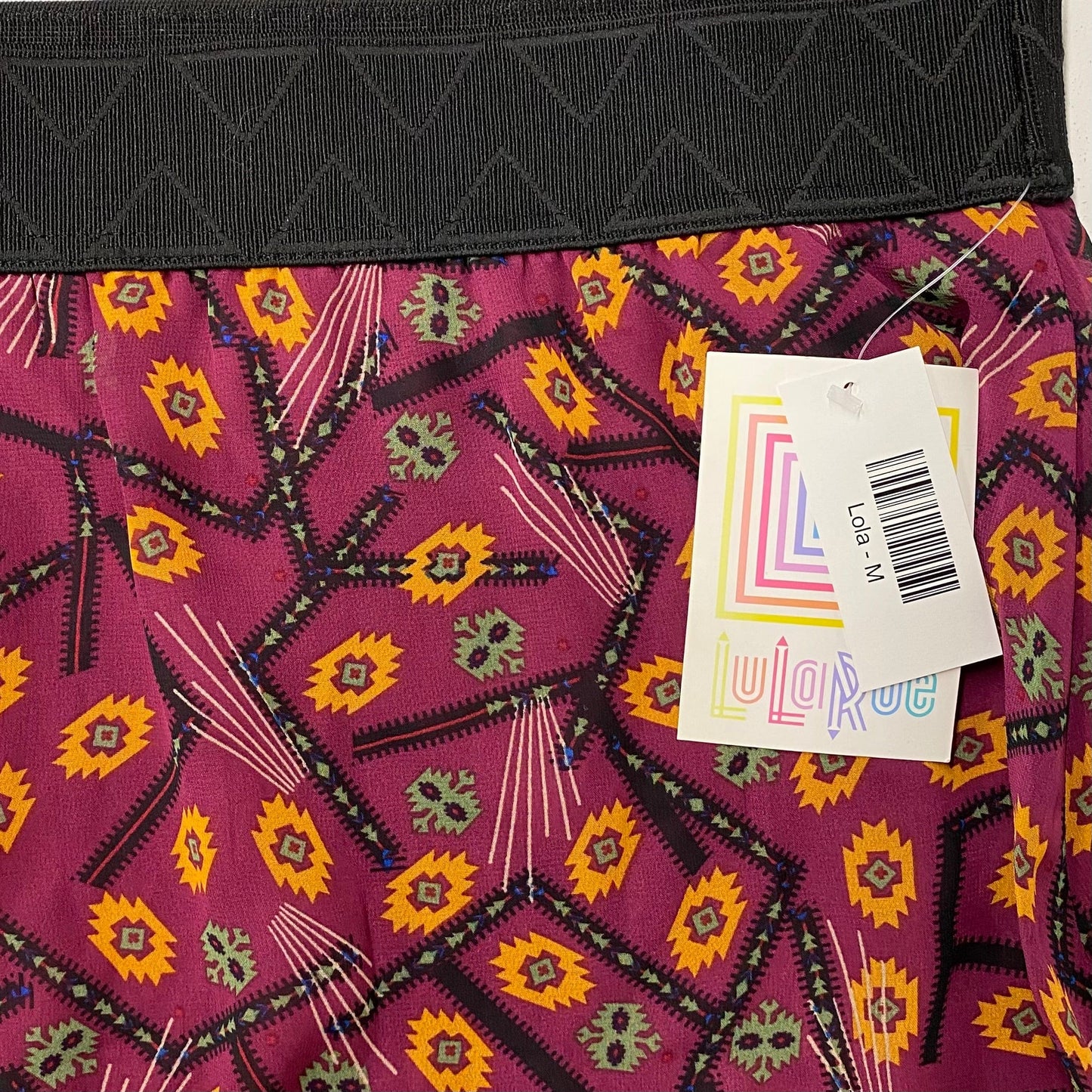 LuLaRoe | Womens Lined Southwestern Lola Skirt | Color: Purple/Yellow/Black | Size: M | NWT