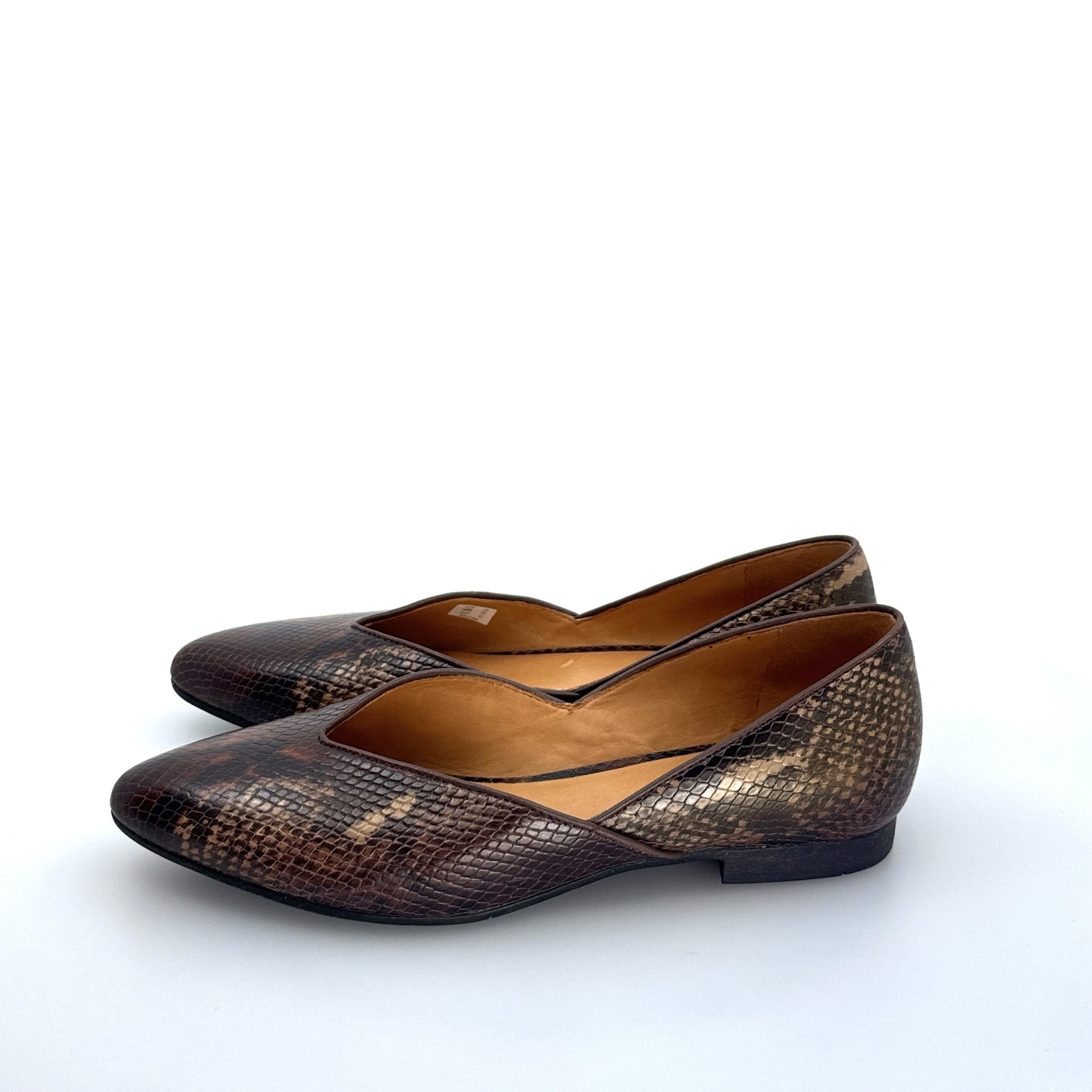 Ecco | Womens Akita Snake Slip-On Flats | Color: Brown | Size: 39 | NEW