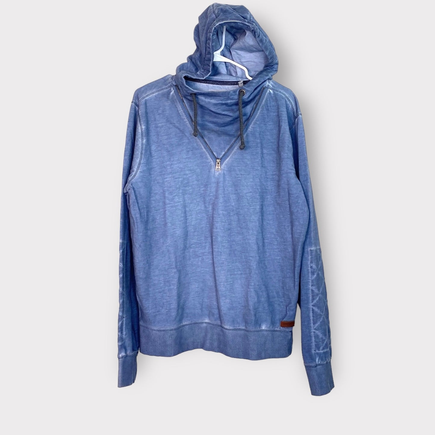 Garcia Jeans Men's Acid Washed Hoodie Sweatshirt - 100% Cotton, Slim Fit - Perfect for Casual Wear - Available in Blue, XL