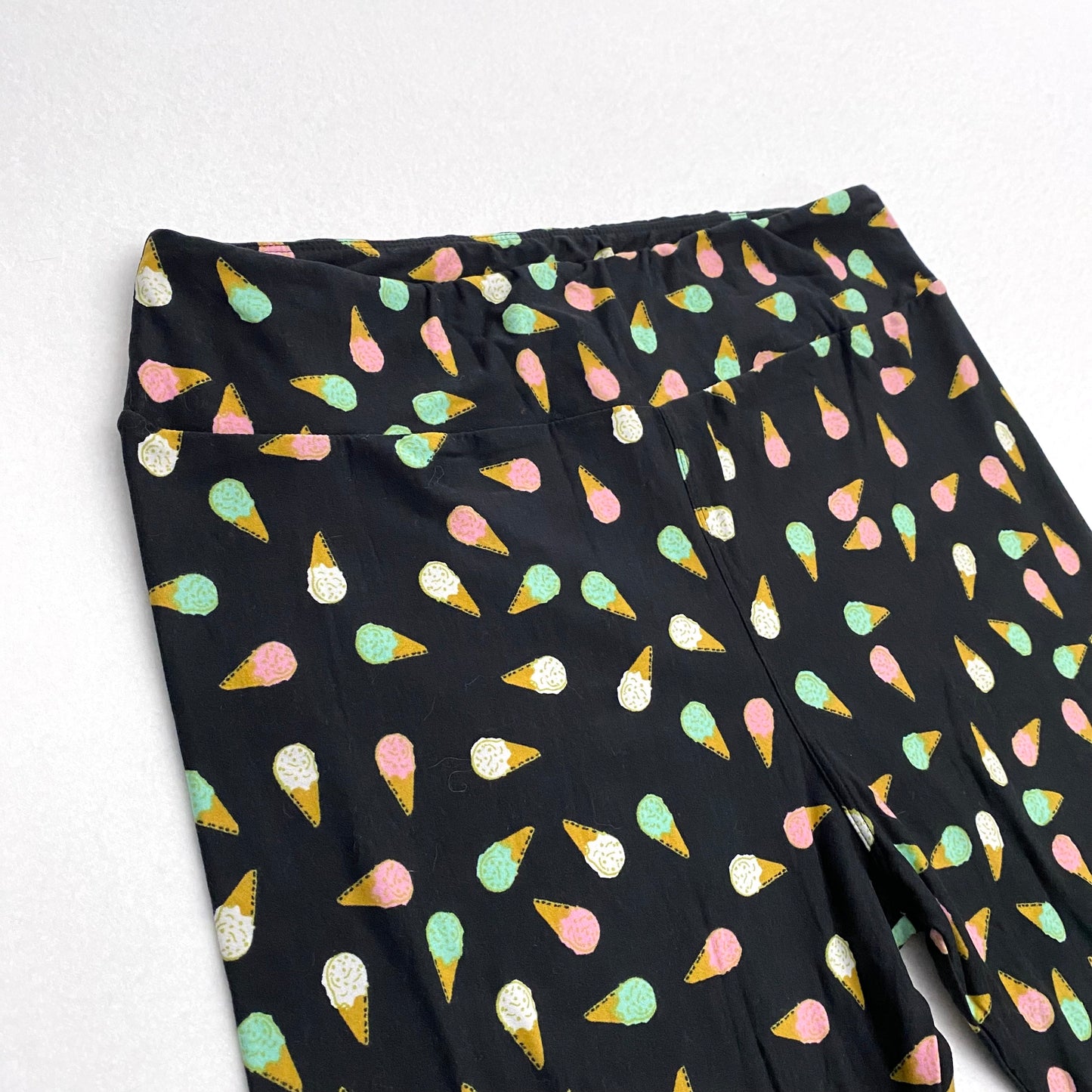 LuLaRoe Print Leggings | TC (12-18) | Black Ice Cream Cones Pattern | New