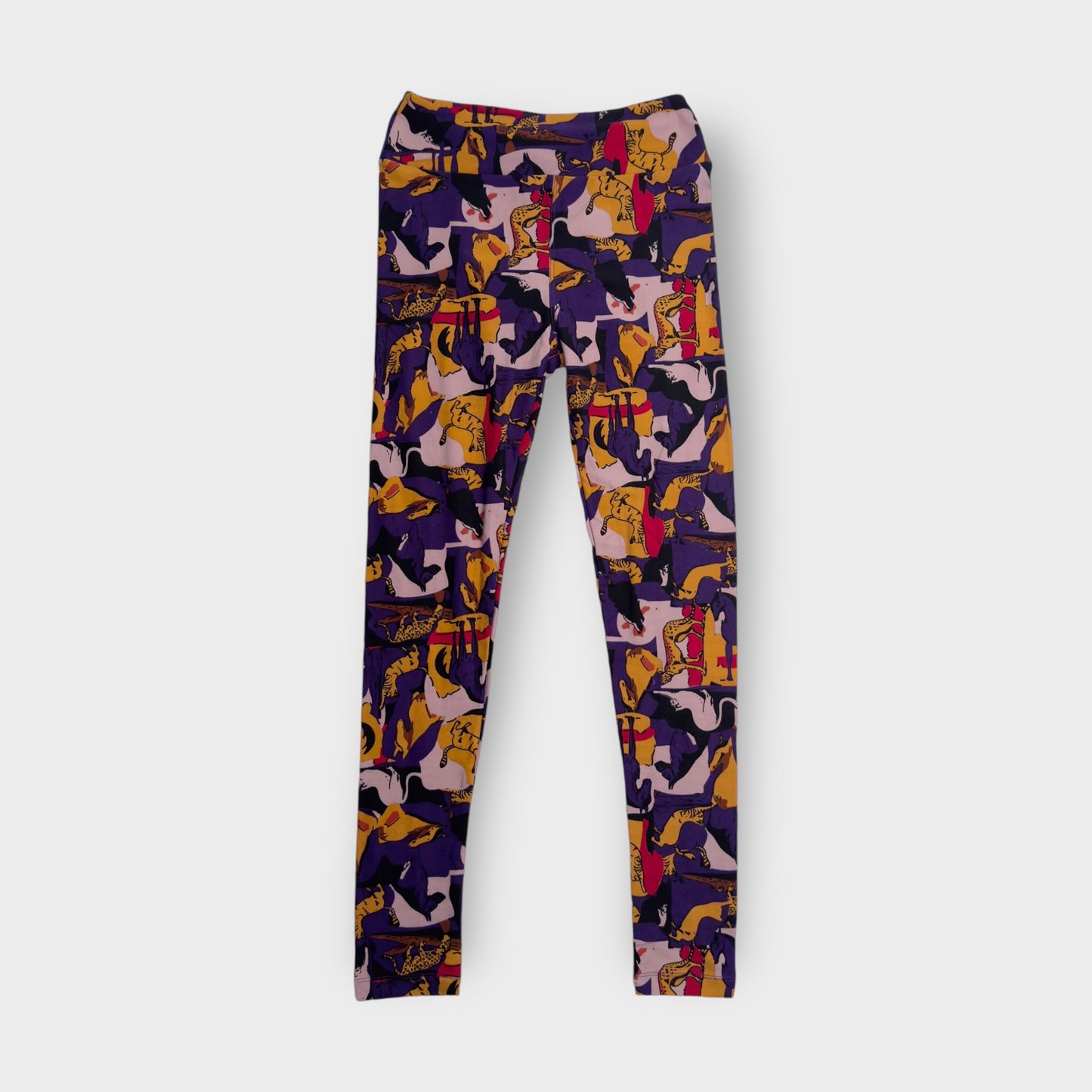 LuLaRoe Leggings | OS (2-10) | Purple/Yellow/Red Animal Print | New