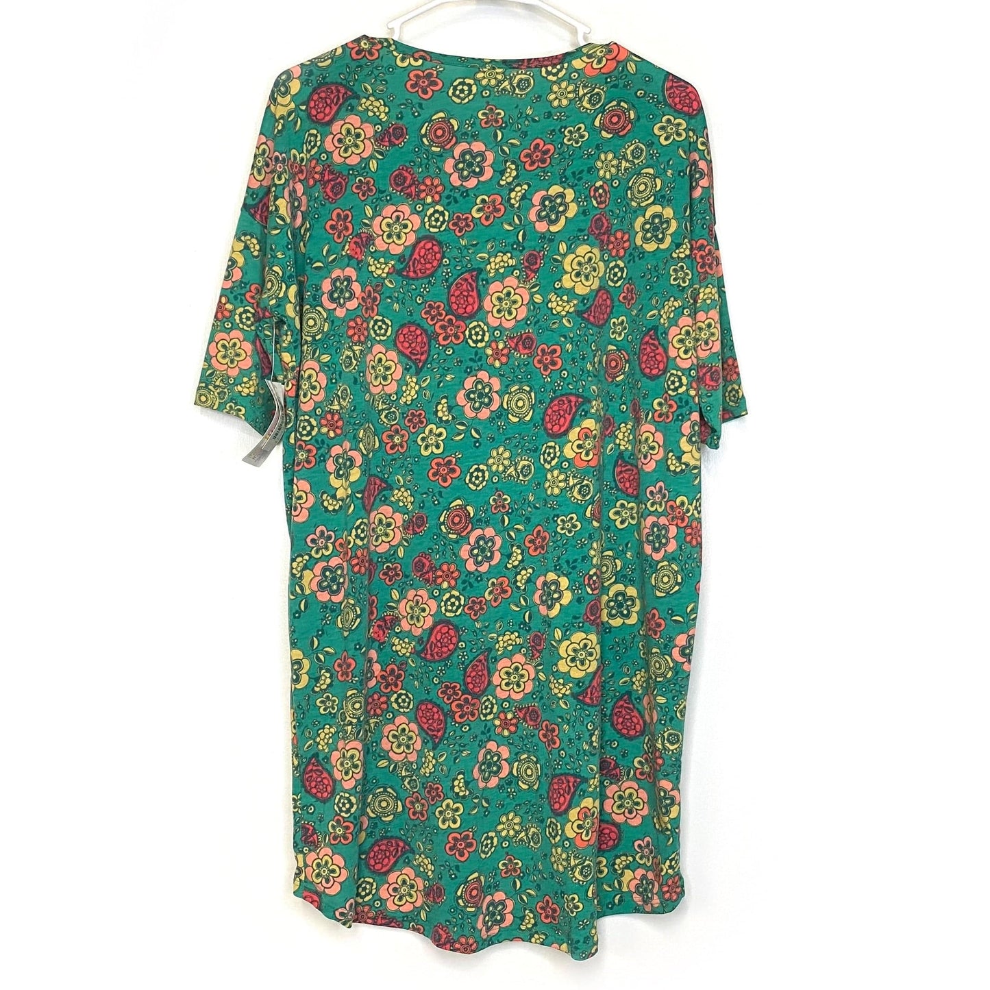 LuLaRoe Womens S Irma Green/Orange/Yellow Floral S/s Tunic Top NWT